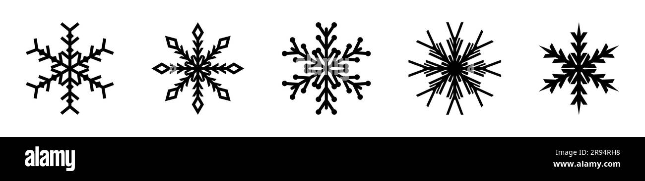 Set of vector snowflake icons isolated on a white background Stock ...