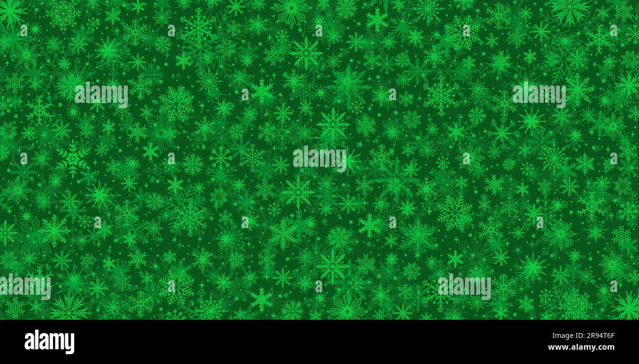 Green winter pattern with snowflakes. Christmas background. Vector