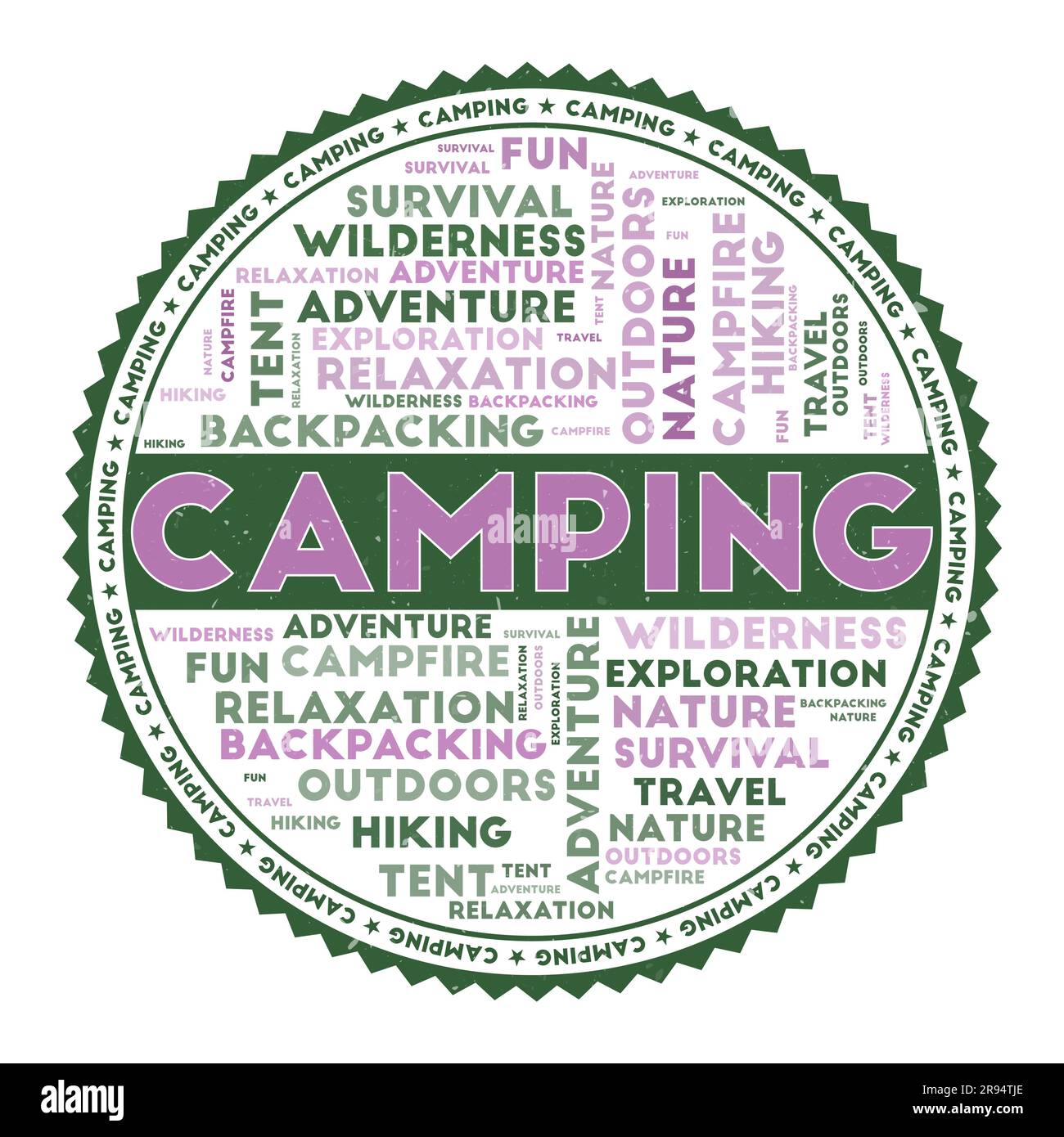 CAMPING word image. Camping concept with word clouds and round text