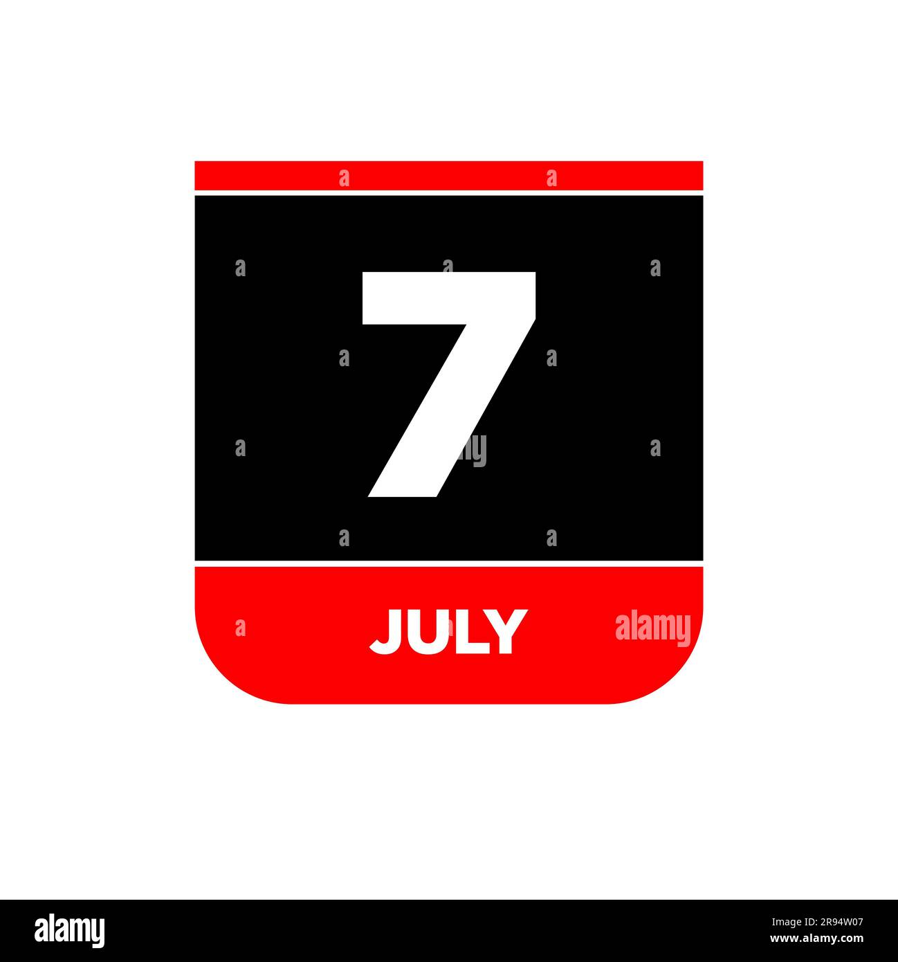 A calendar for July 7 on a white background Stock Photo