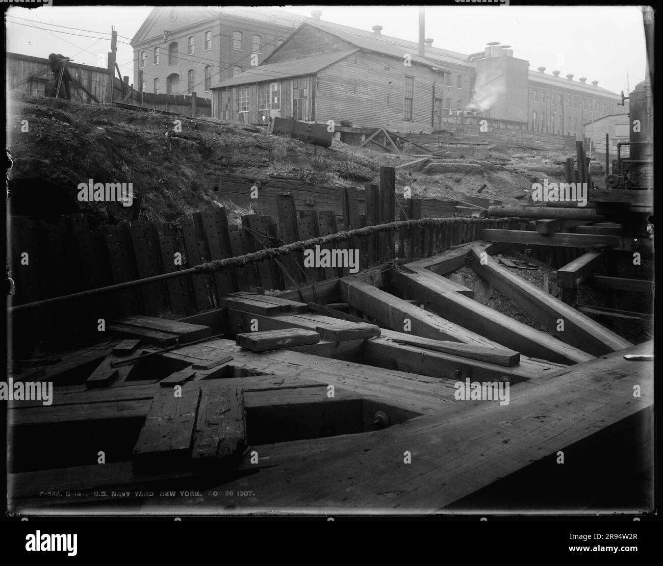 Dry Dock Number 4. Glass Plate Negatives of the Construction and Repair