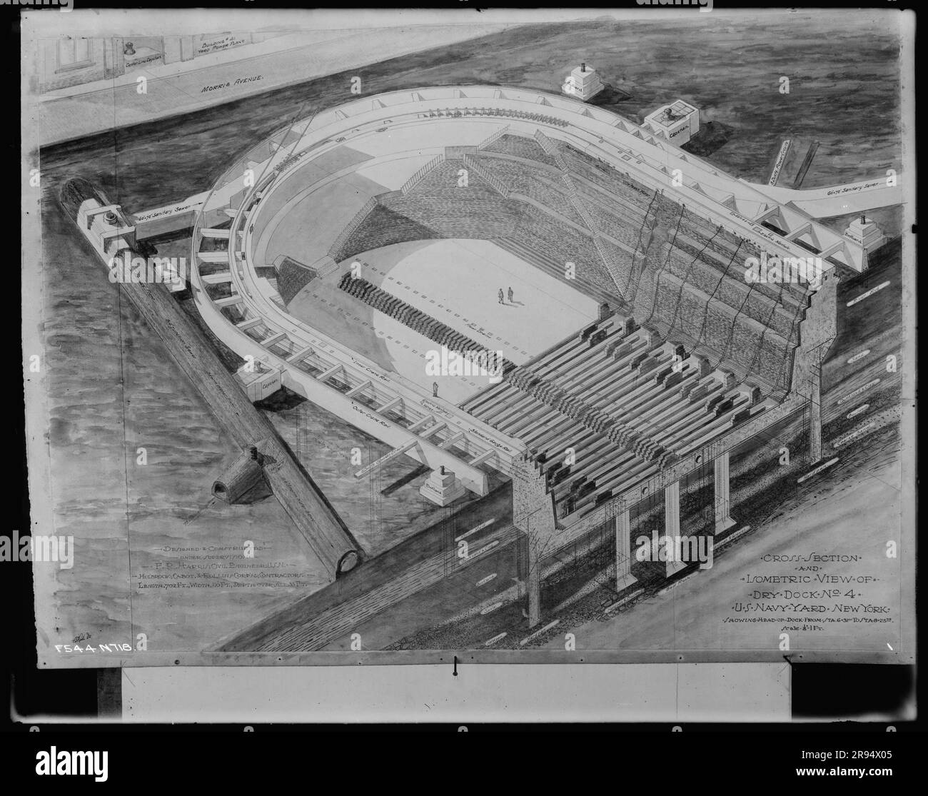 Cross Section And Isometric View Of Dry Dock Number 4 Showing Head Of 