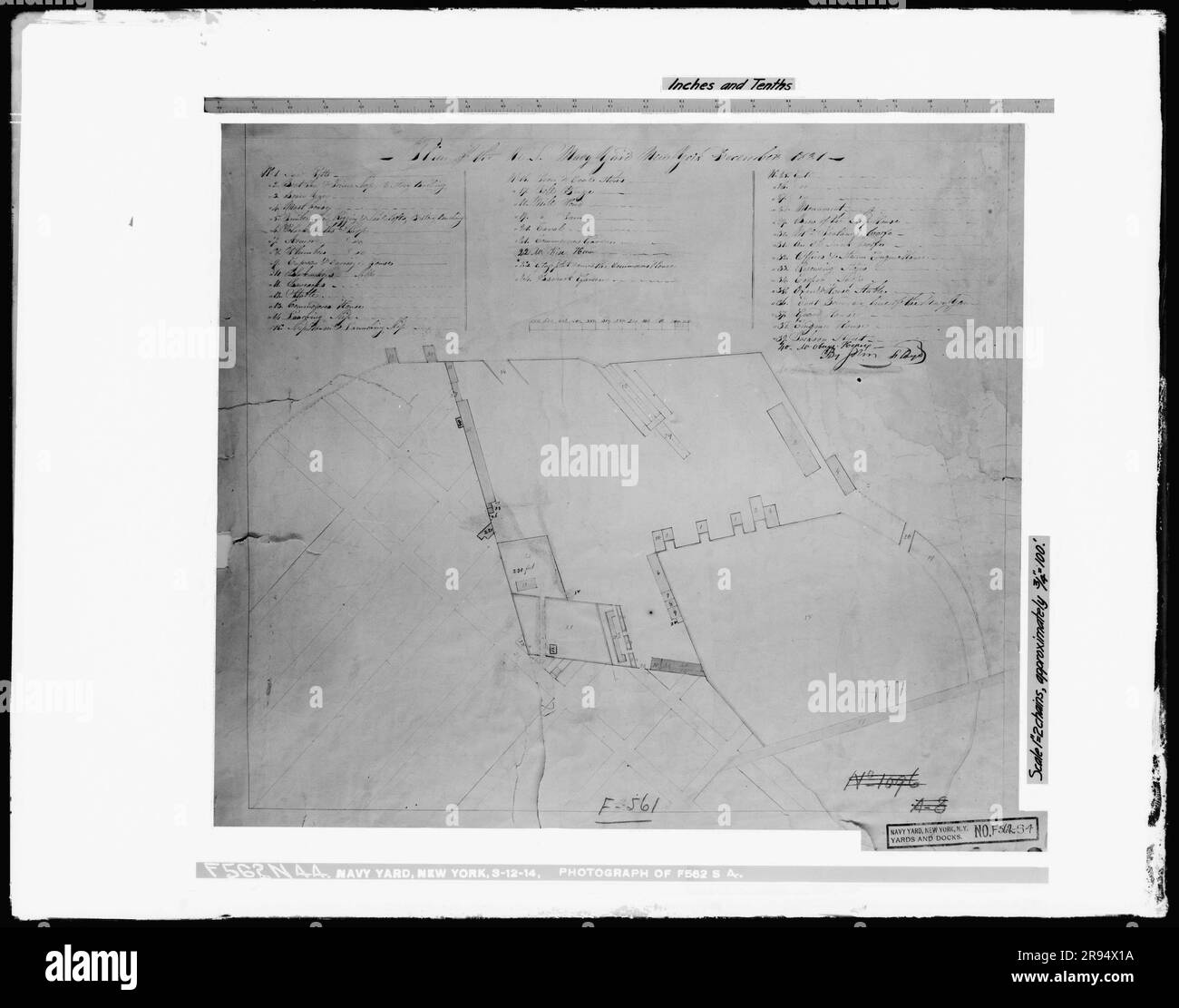 Photograph of File Drawing F562 S4. Glass Plate Negatives of the Construction and Repair of Buildings, Facilities, and Vessels at the New York Navy Yard. Stock Photo