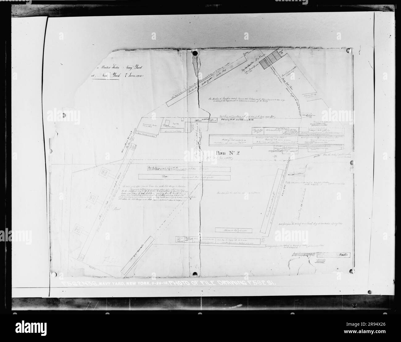 Photograph of File Drawing F562 S1. Glass Plate Negatives of the Construction and Repair of Buildings, Facilities, and Vessels at the New York Navy Yard. Stock Photo