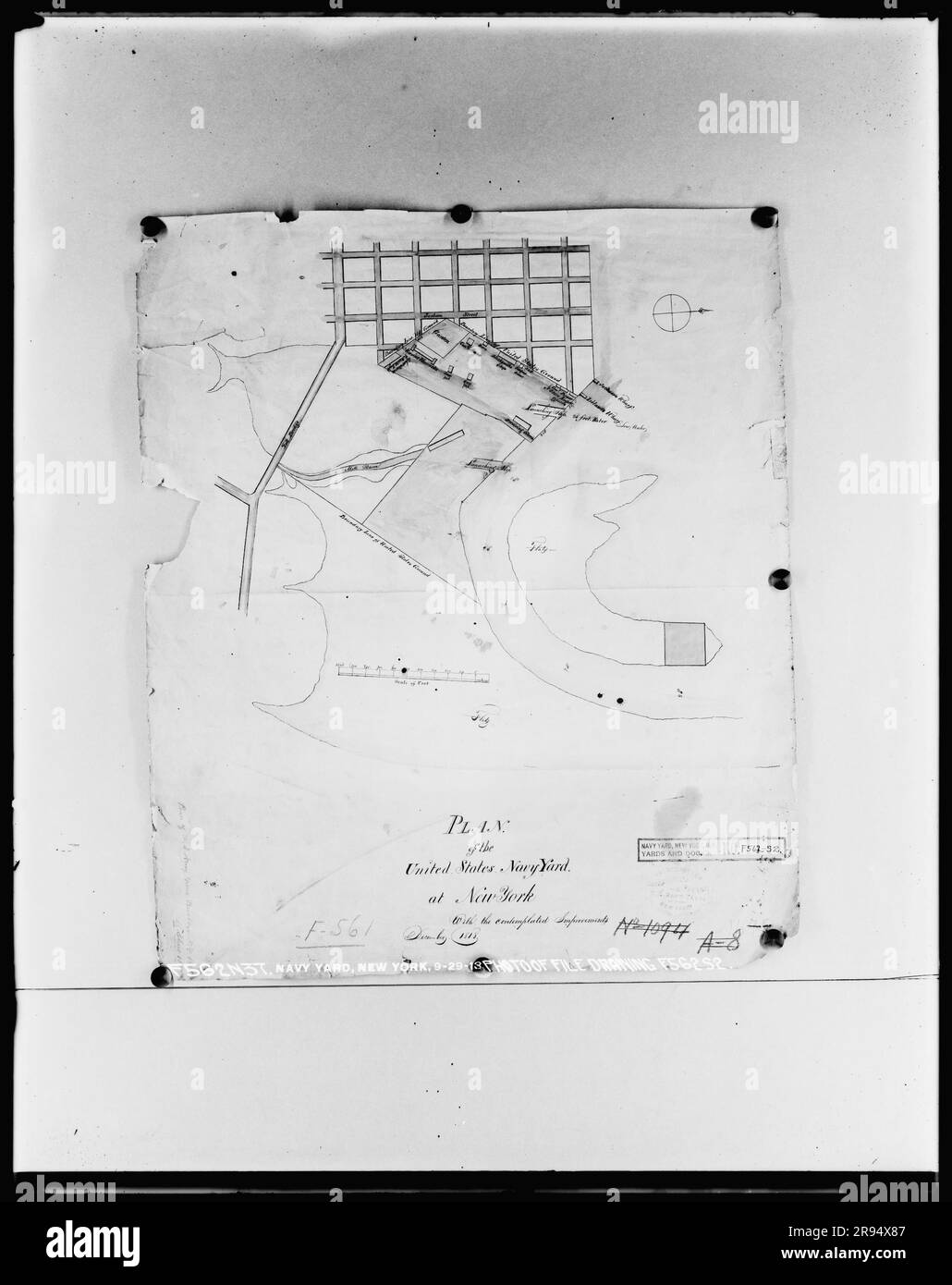 Photo of File Drawing F562S2. Glass Plate Negatives of the Construction and Repair of Buildings, Facilities, and Vessels at the New York Navy Yard. Stock Photo