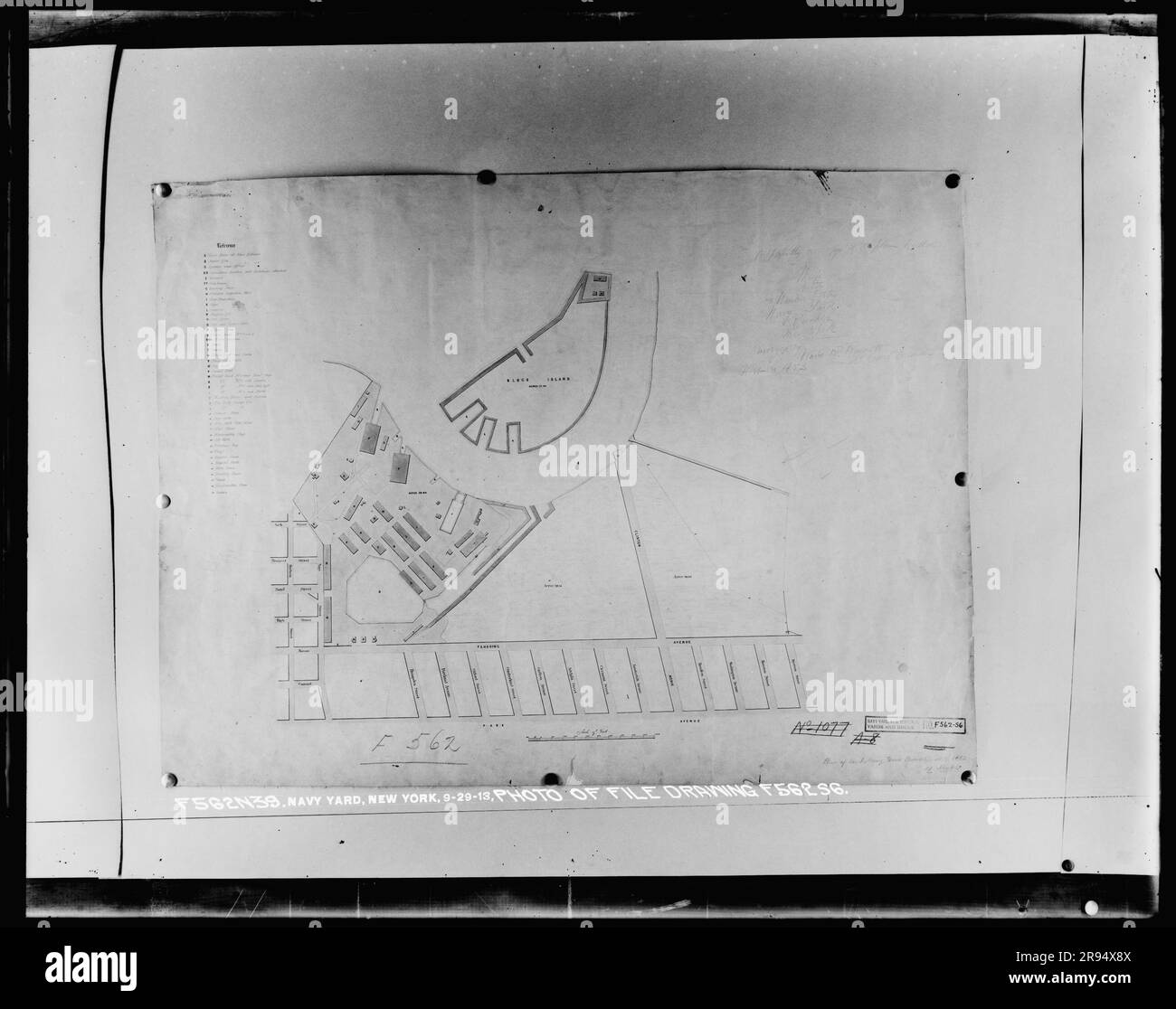Photo of File Drawing F562S6. Glass Plate Negatives of the Construction and Repair of Buildings, Facilities, and Vessels at the New York Navy Yard. Stock Photo