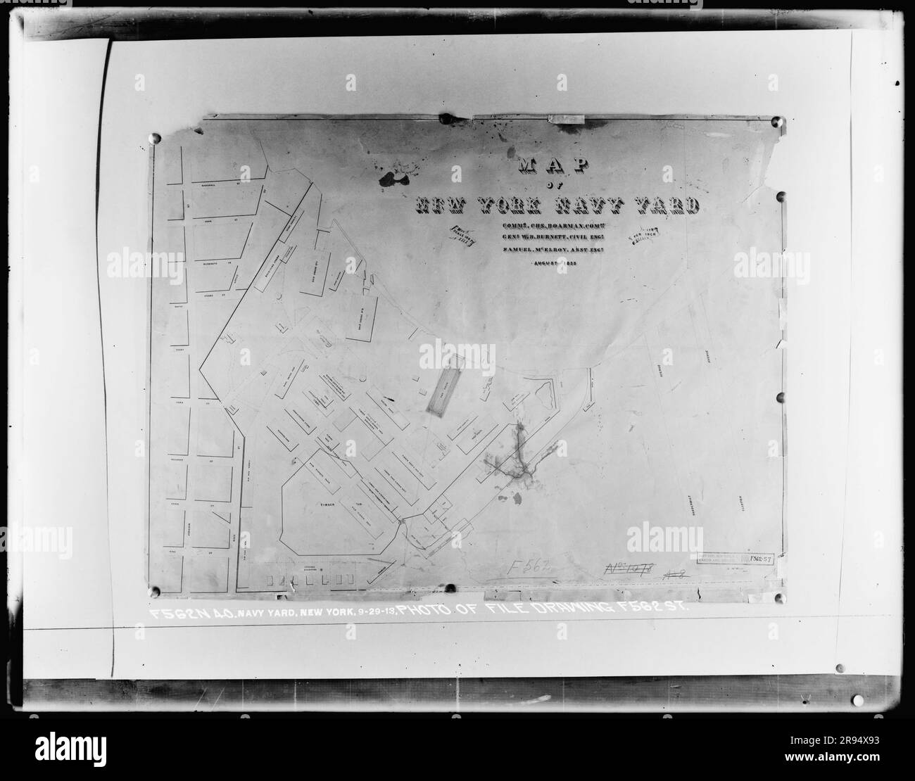 Photo of File Drawing F562S7. Glass Plate Negatives of the Construction and Repair of Buildings, Facilities, and Vessels at the New York Navy Yard. Stock Photo