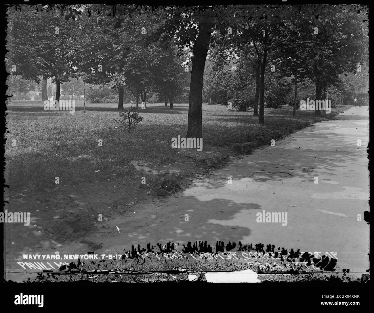 City Park from Northwest Corner, North of Pavilion. Glass Plate Negatives of the Construction and Repair of Buildings, Facilities, and Vessels at the New York Navy Yard. Stock Photo