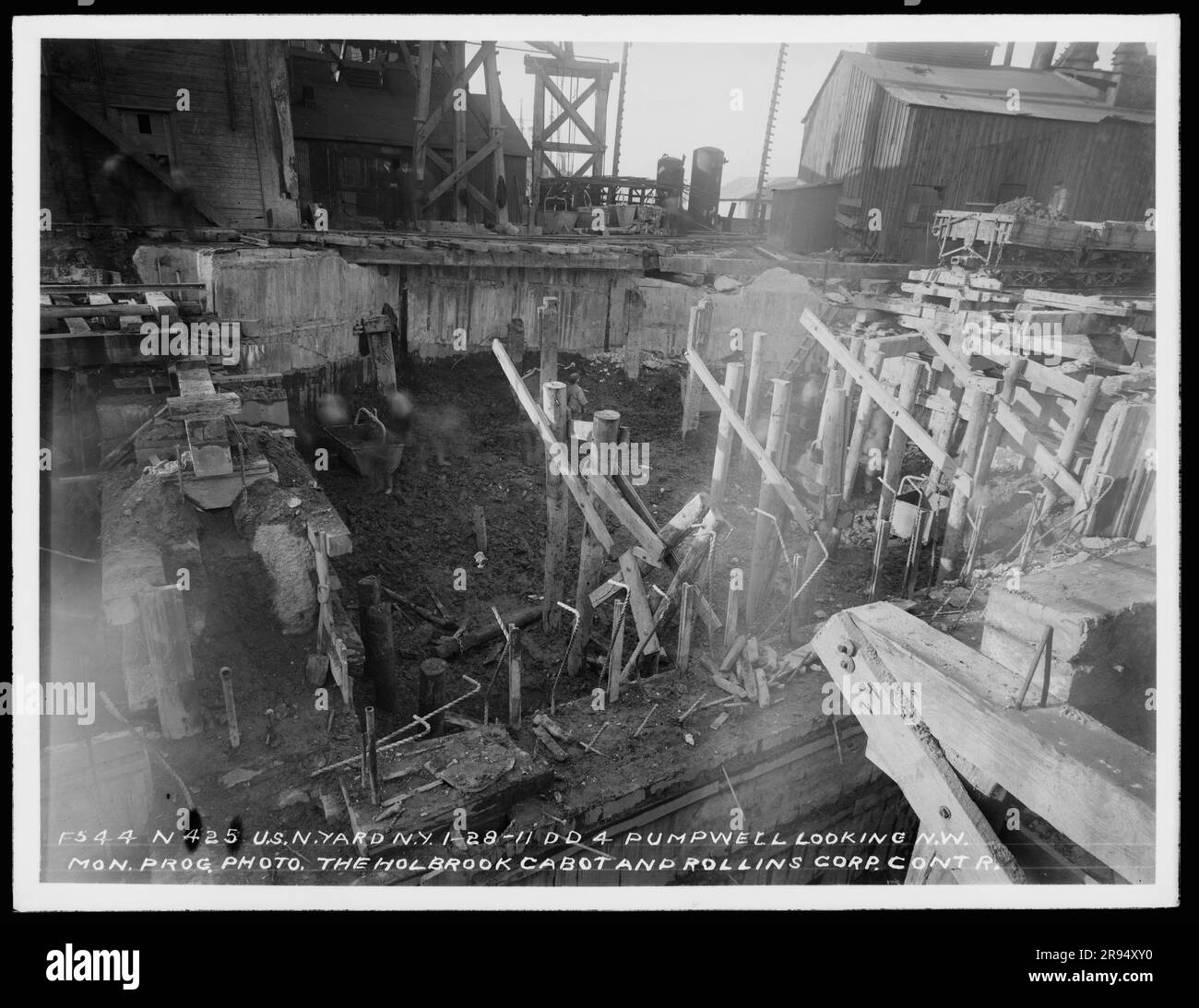 Dry Dock 4, Pumpwell Looking Northwest, Monthly Progress Photo, The Holbrook Cabot and Rollins