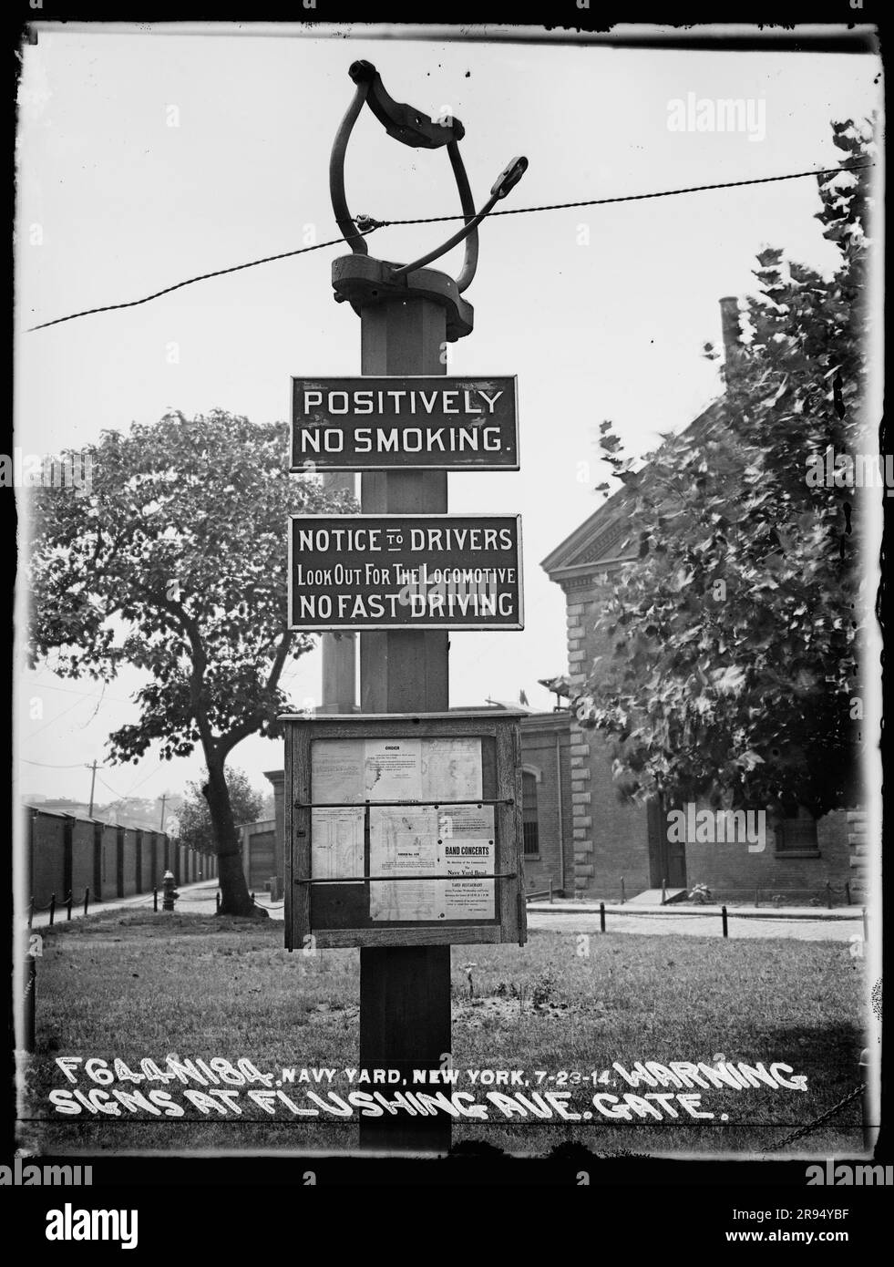 Warning Signs at Flushing Avenue Gate. Glass Plate Negatives of the