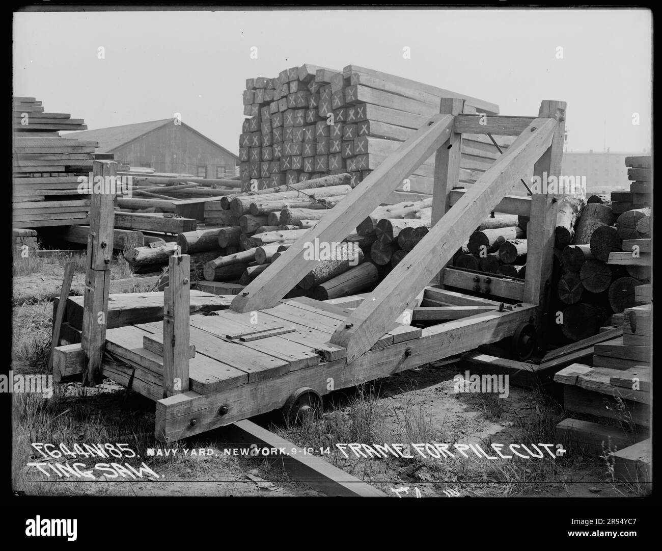 Frame for Pile Cutting Saw. Glass Plate Negatives of the Construction