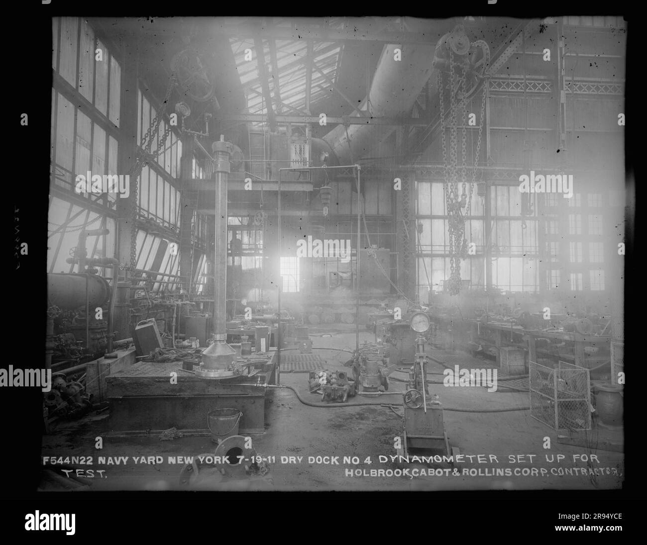 Dry Dock No. 4, Dynamometer Set up for Test, Holbrook, Cabot and Rollins, Contractor. Glass