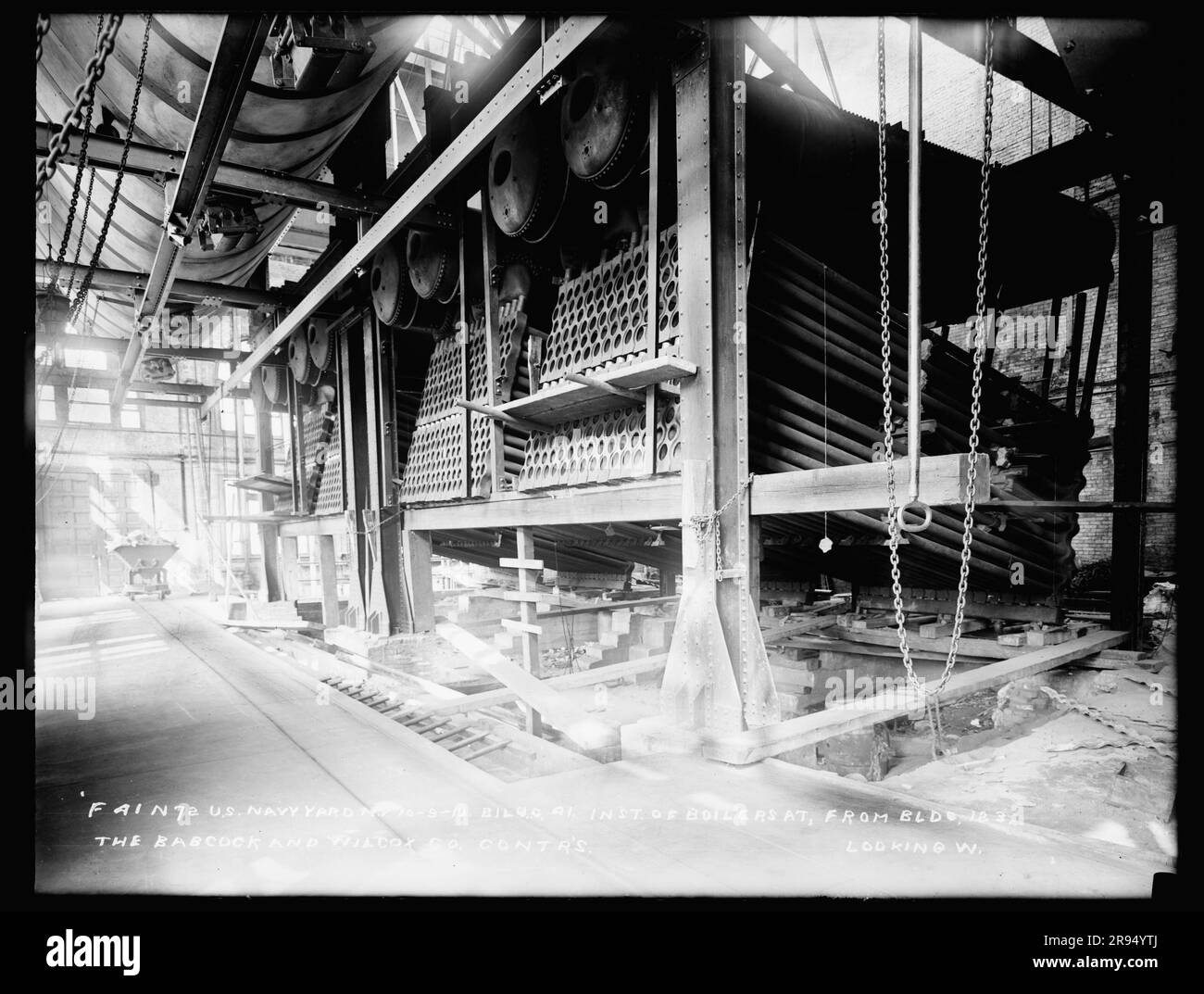 Building 41, Installation Of Boilers From Building 123, Looking West 