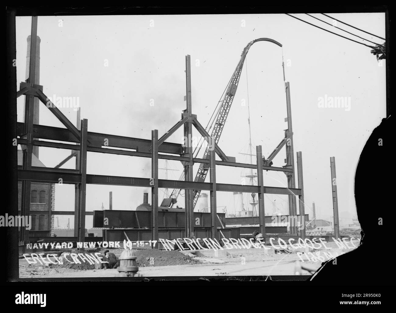 American Bridge Company Goose Neck, Erecting Crane. Glass Plate
