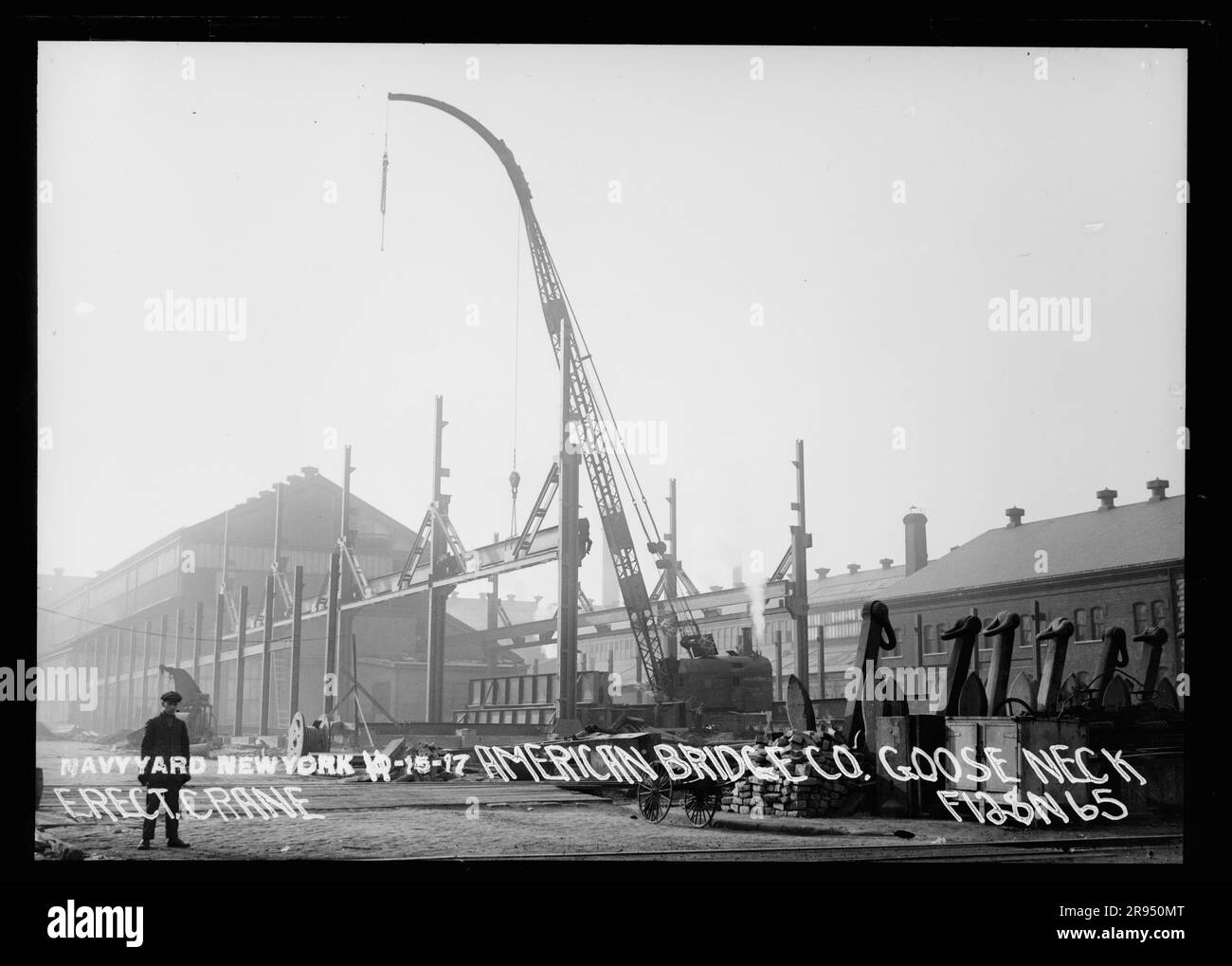 American Bridge Company Goose Neck, Erecting Crane. Glass Plate