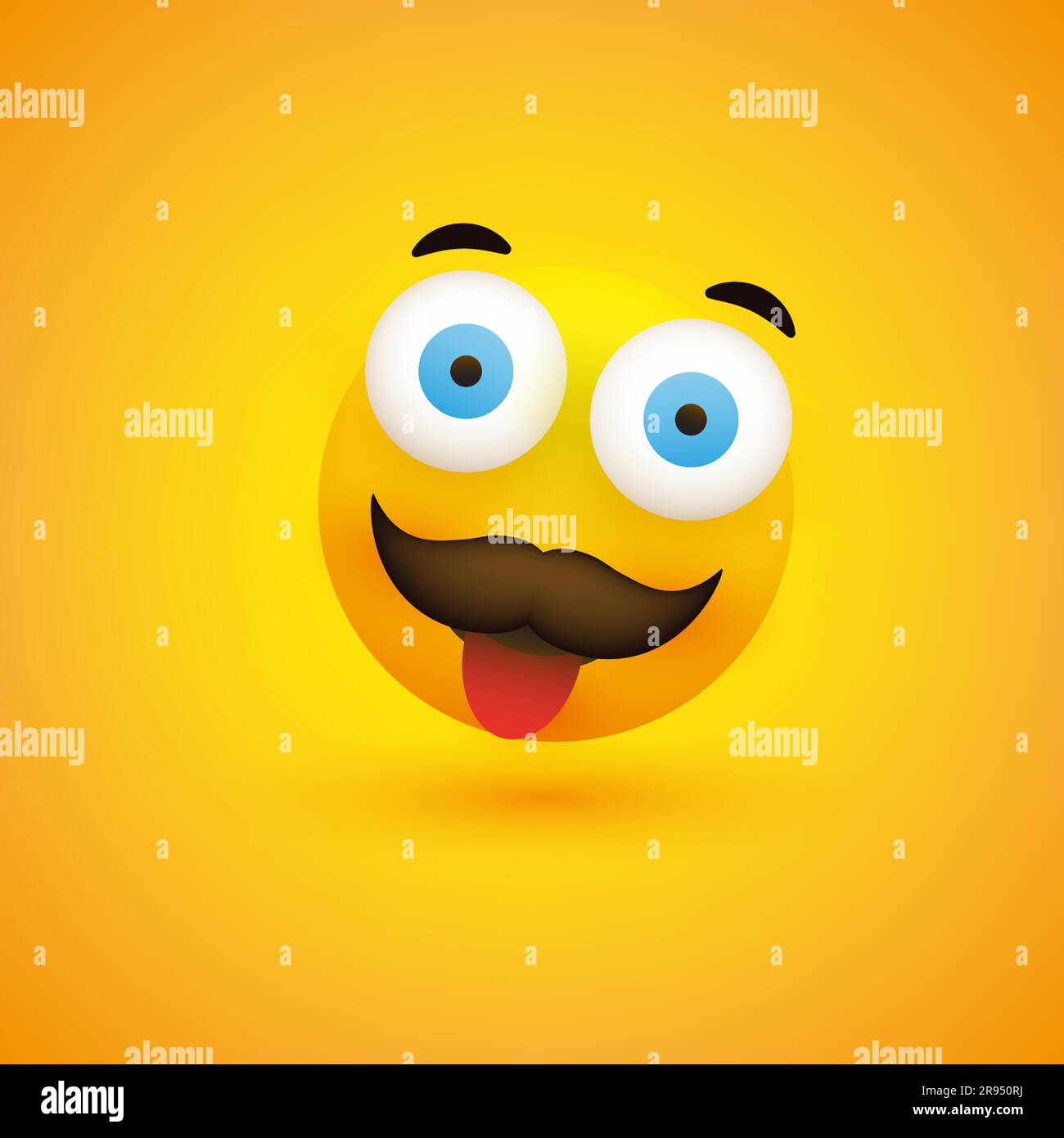 Smiling Emoji Simple Happy Emoticon with Pop Out Eyes, Tongue and
