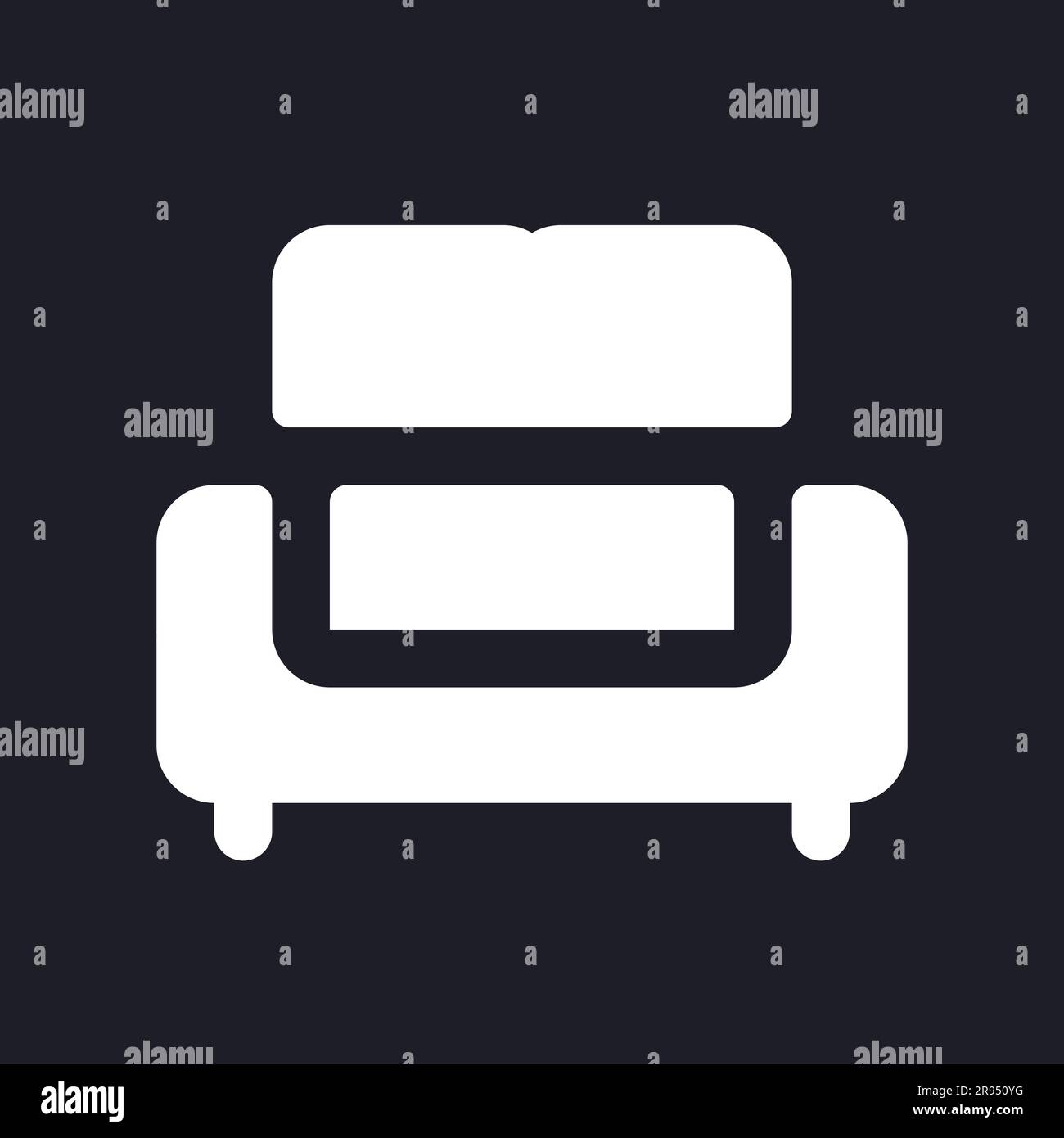 Sofa dark mode glyph ui icon Stock Vector