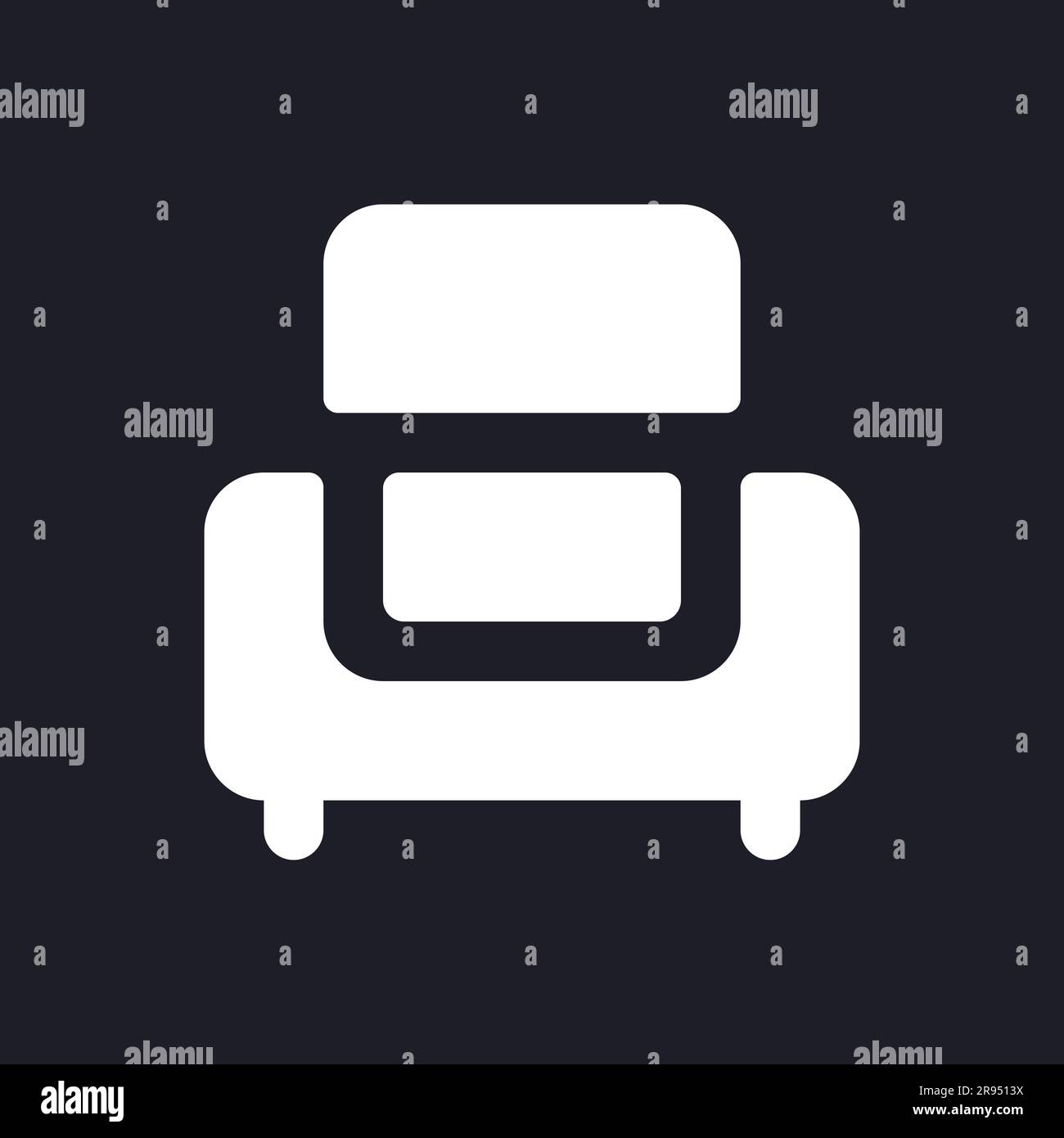 Armchair dark mode glyph ui icon Stock Vector