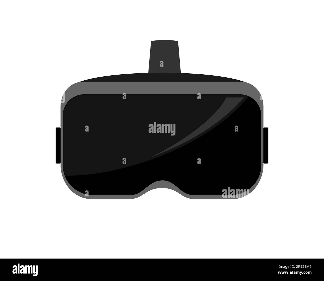 Black and gray virtual reality glasses isolated on a white background. Front view. Flat vector illustration Stock Vector