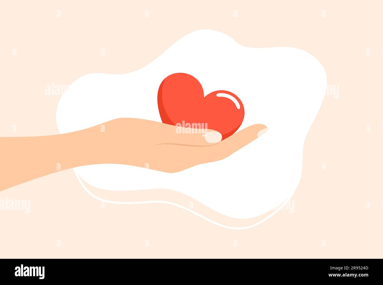 Hand holding heart on the palm. Flat vector illustration Stock Vector ...