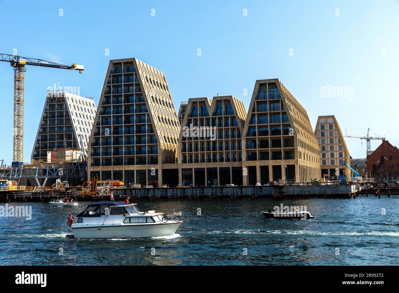COPENHAGEN: New apartment buildings seen from across Copenhagen channel at the Playhouse seen on June 4, 2023 in Copenhagen, Denmark. Stock Photo