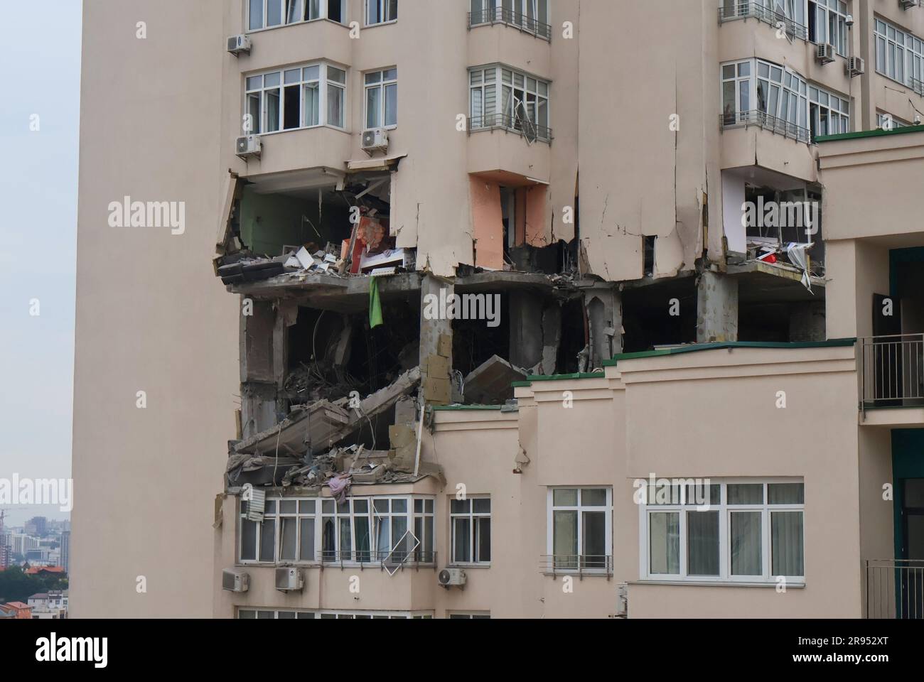 Kyiv, Ukraine. 24th June, 2023. View Of A Damaged Apartment Building By ...