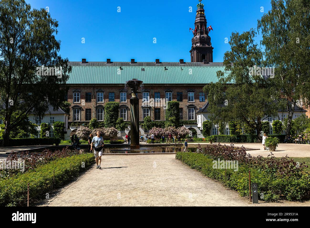 COPENHAGEN:  The Royal Library Garden with the Parliament in the background seen on June 4, 2023 in Copenhagen, Denmark. Stock Photo