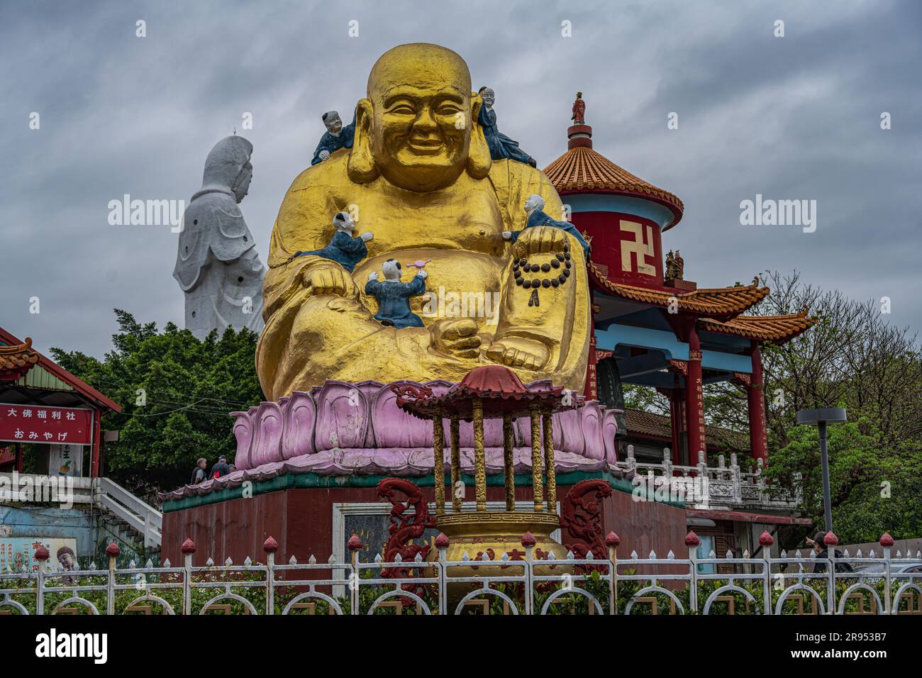 Keelung, Taiwan -- March 14, 2023. A stright on photo of the Big Buddha statue in Zhongzheng Park, Taiwan. Stock Photo