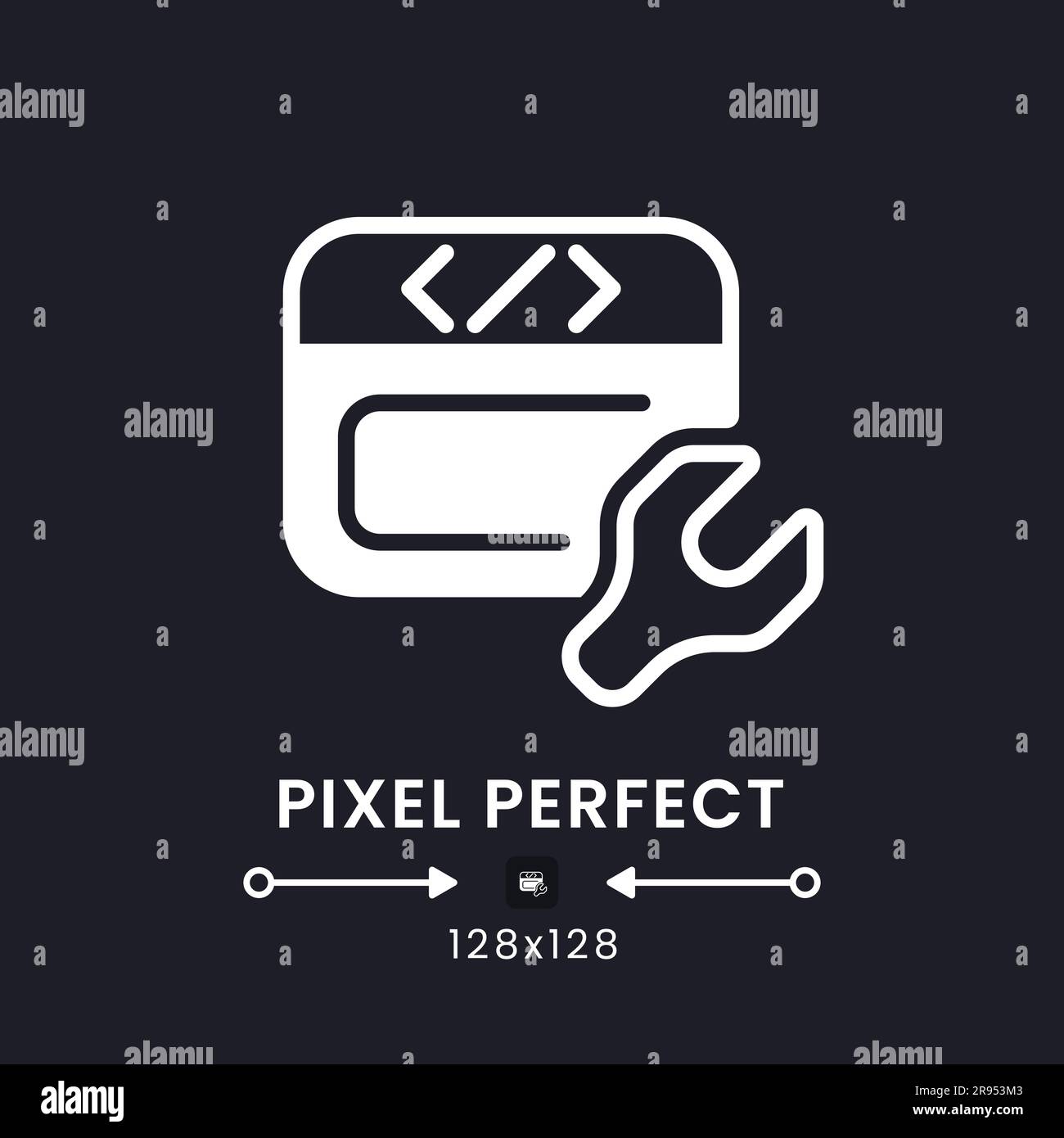 Website builder white solid desktop icon Stock Vector