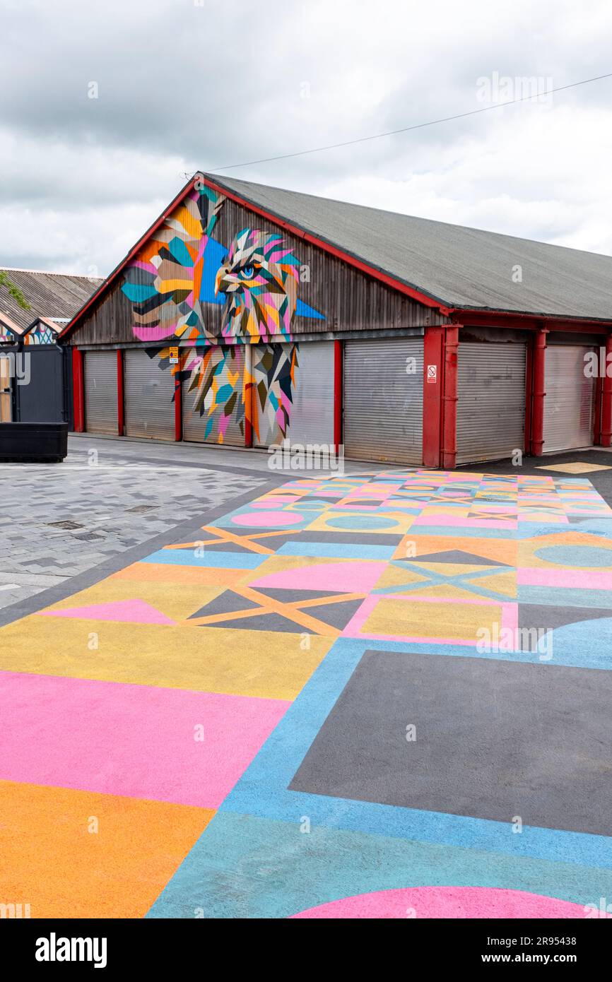 Graffiti at Lyceum Square as part of Royal Arcade Scheme in Crewe Cheshire UK Stock Photo