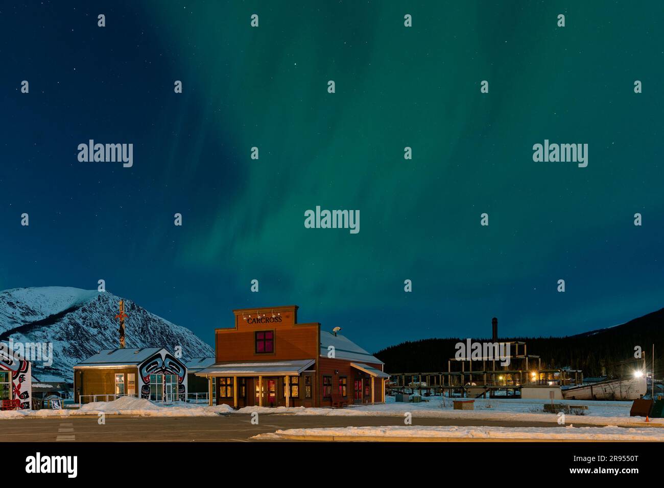 Carcross, Yukon Territory Canada with aurora in winter Stock Photo Alamy