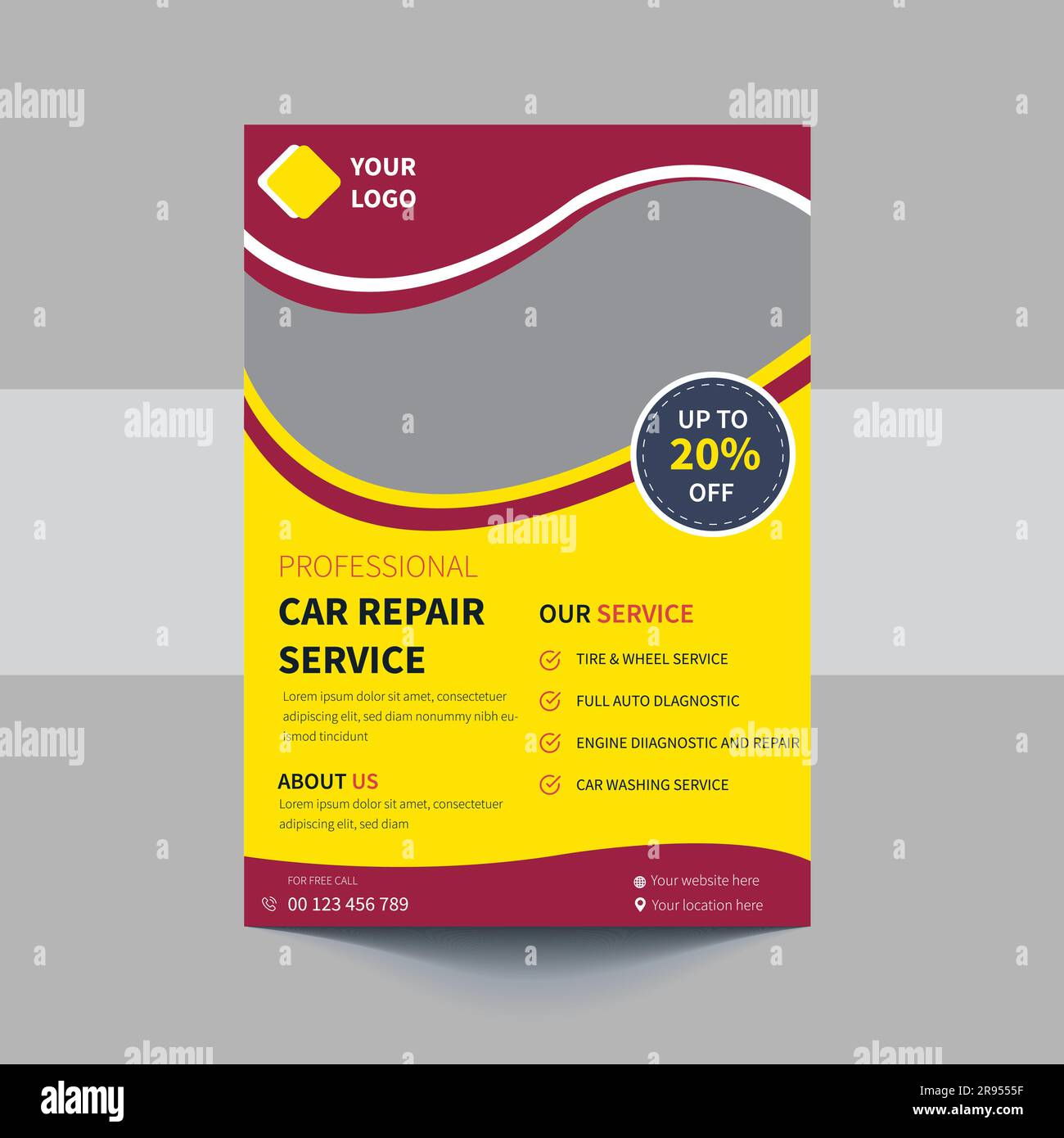 Auto repair Services business layout templates, brochure, mockup flyer