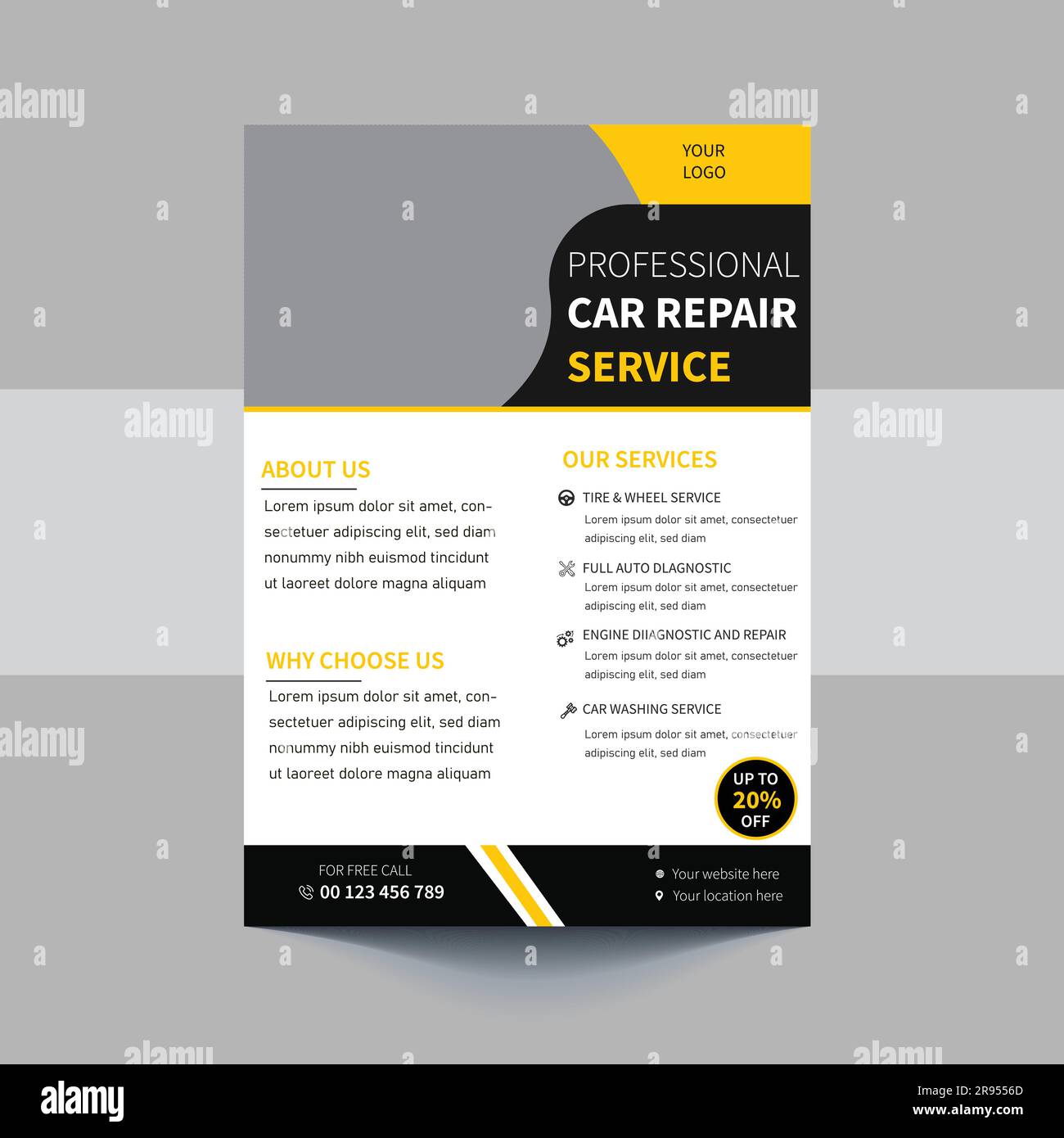 Auto repair Services business layout templates, brochure, mockup flyer