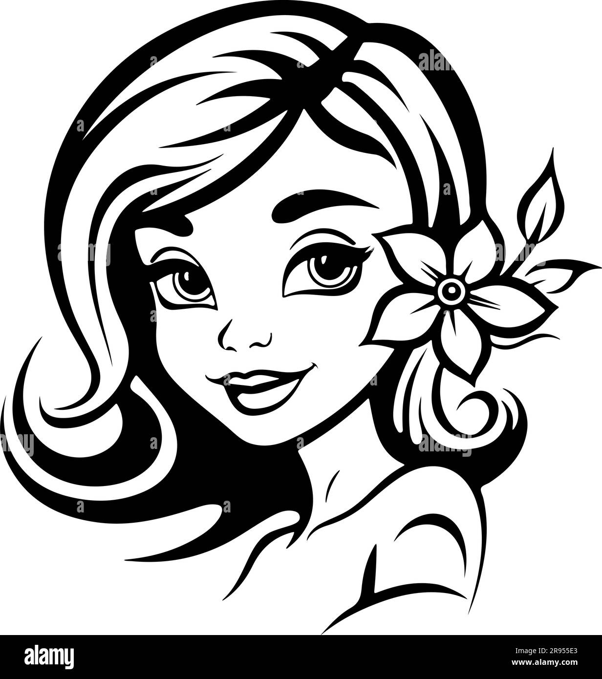 Vector illustration, a joyful young woman radiating happiness and 