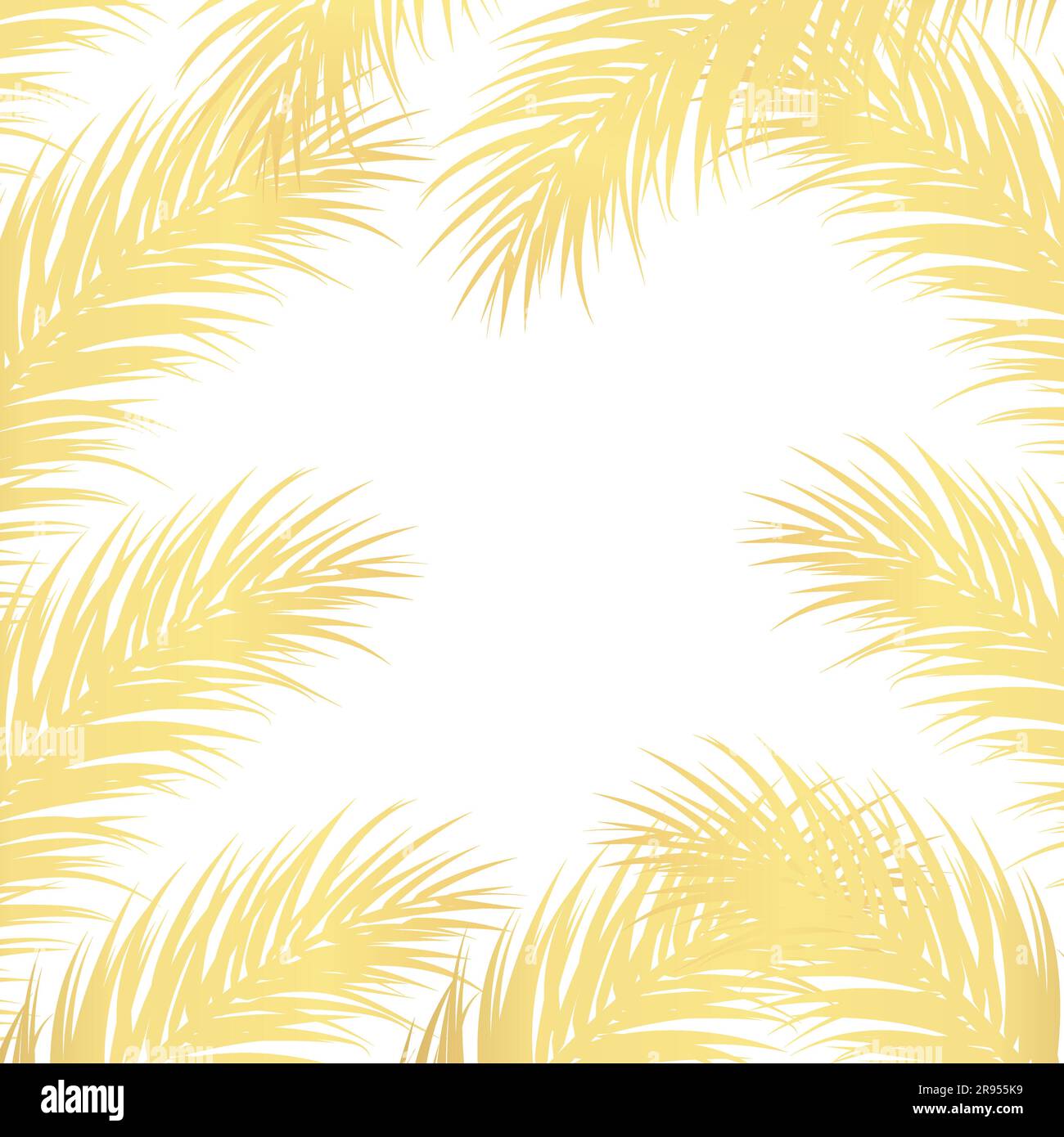 Vector tropical Golden palm leaves on white background. Summer tropical ...