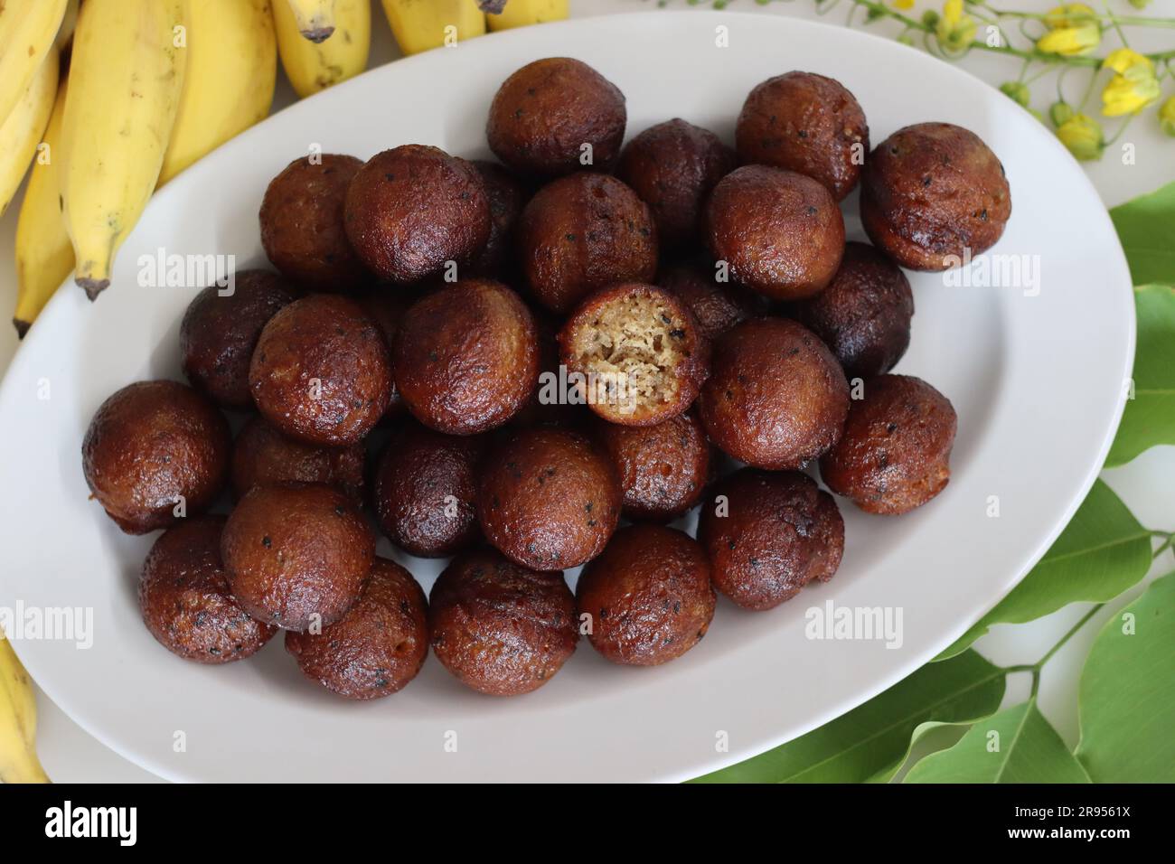 Unniyappam. Sweet rice fritters made with a batter of rice, banana