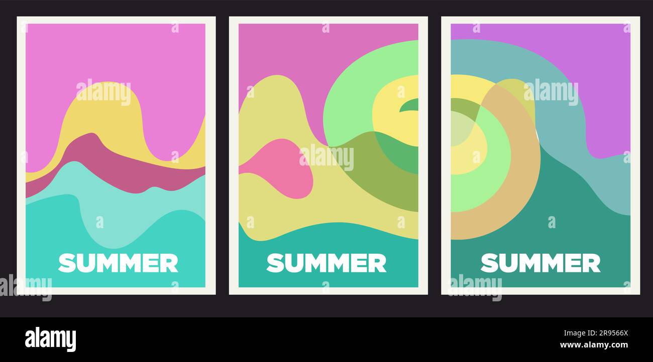 summer abstract painting set vector illustration Stock Vector