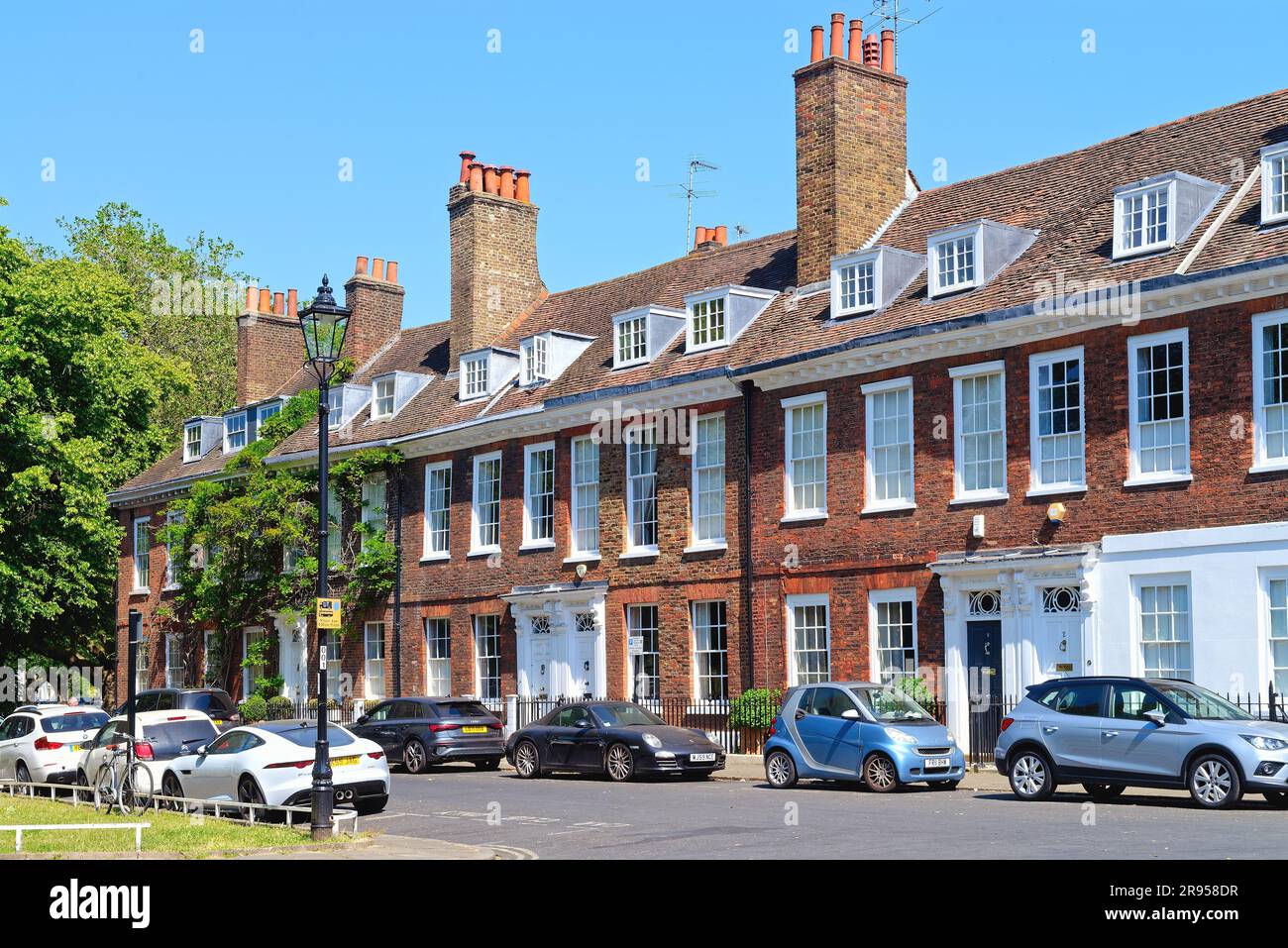 Historic Grade Two listed town houses on Old Palace Terrace Richmond on Thames Greater London England UK Stock Photo