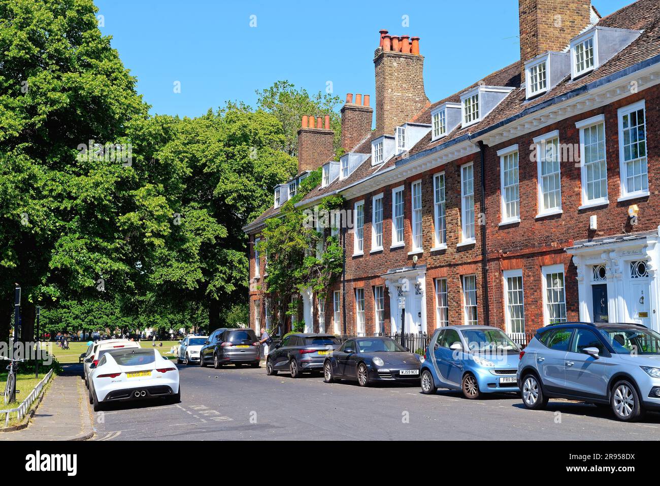 Historic Grade Two listed town houses on Old Palace Terrace Richmond on Thames Greater London England UK Stock Photo