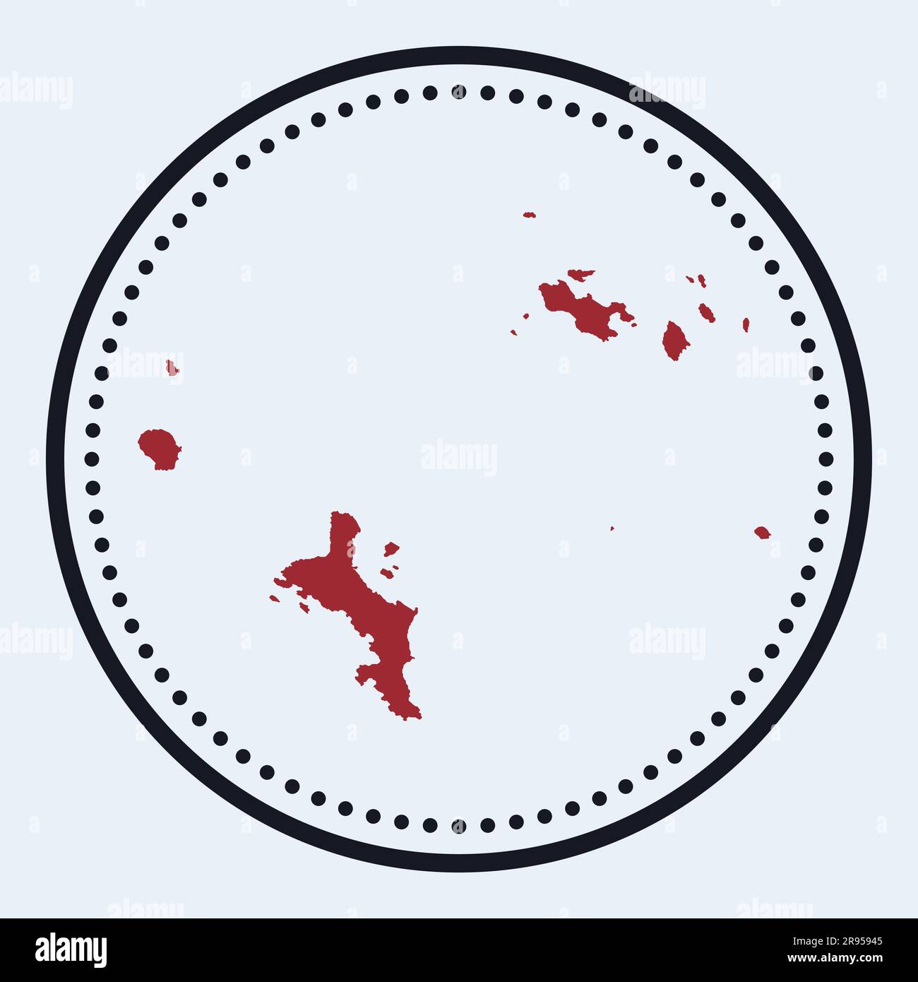 Seychelles round stamp. Round logo with island map and title. Stylish minimal Seychelles badge with map. Vector illustration. Stock Vector