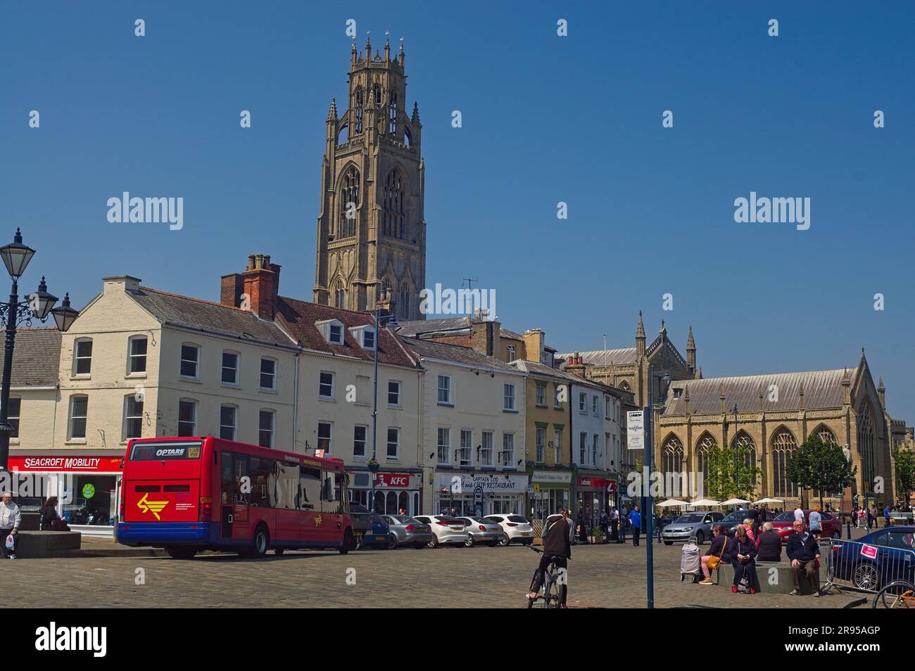 View of the marketplace with St. Botolph's church in summer Stock Photo