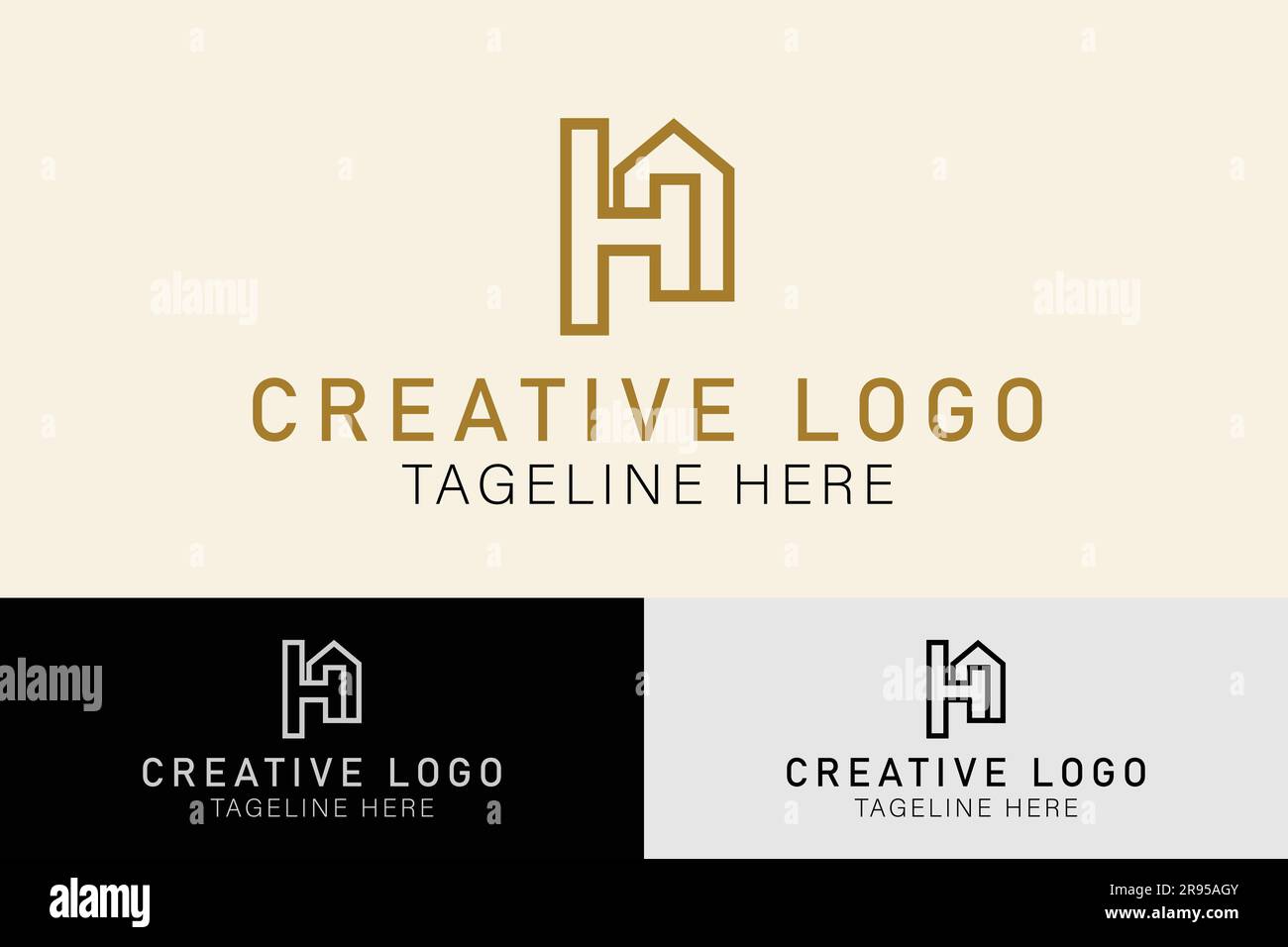 House icon combination logo with letter H. Initial letter H. monogram ...