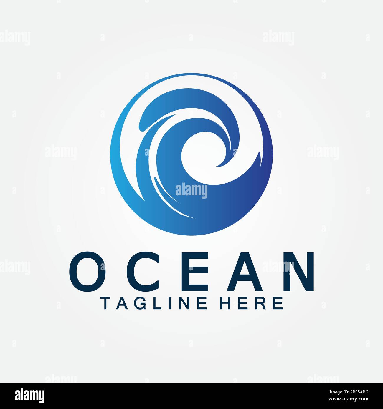 wavy blue ocean water letter O ocean wave logo design vector Stock ...