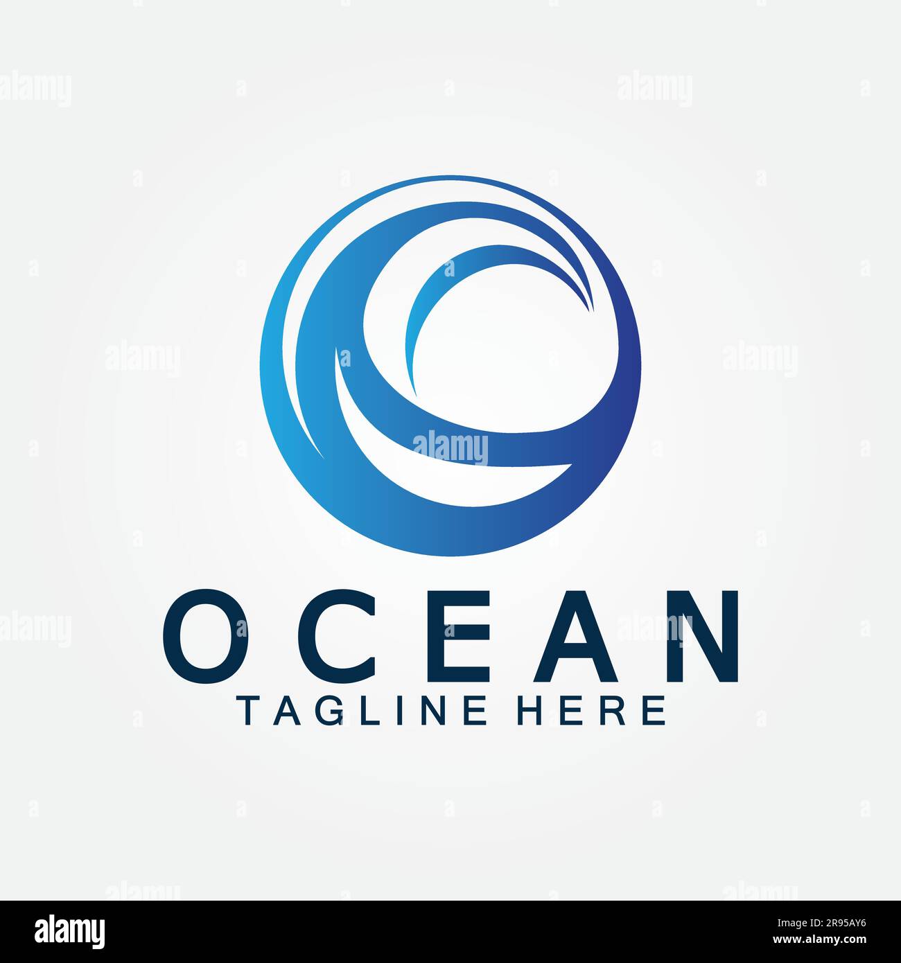 wavy blue ocean water letter O ocean wave logo design vector Stock ...