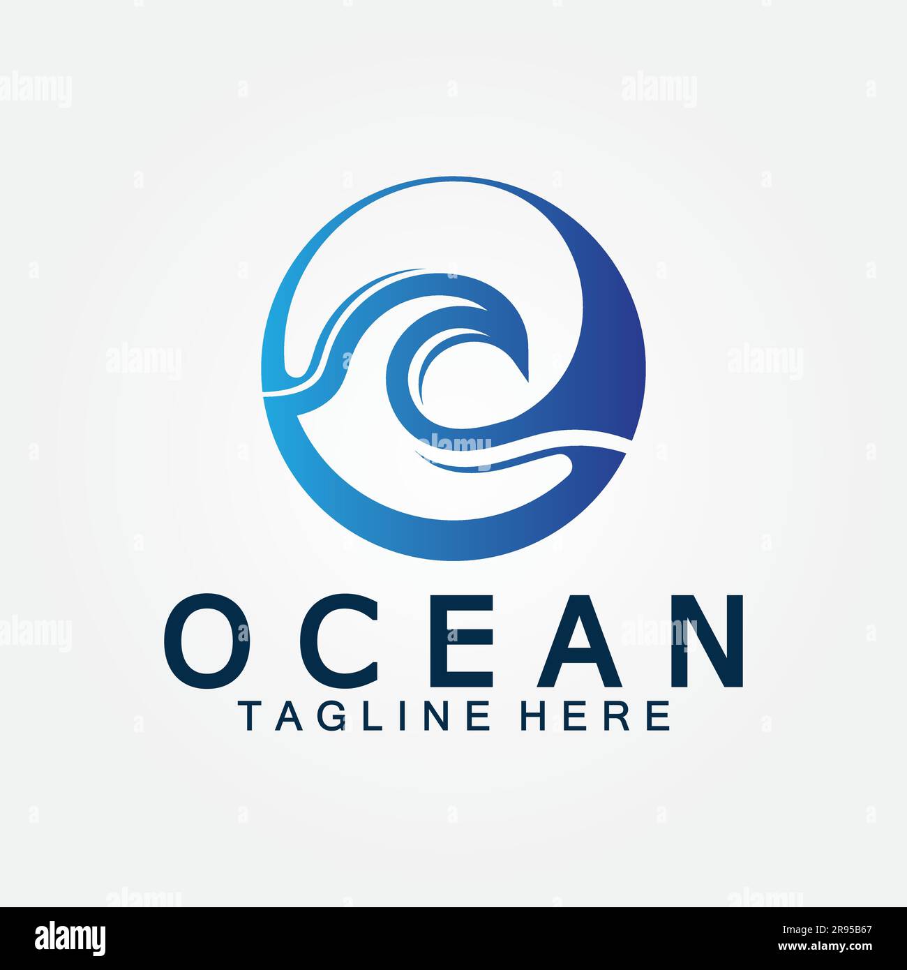 wavy blue ocean water letter O ocean wave logo design vector Stock ...