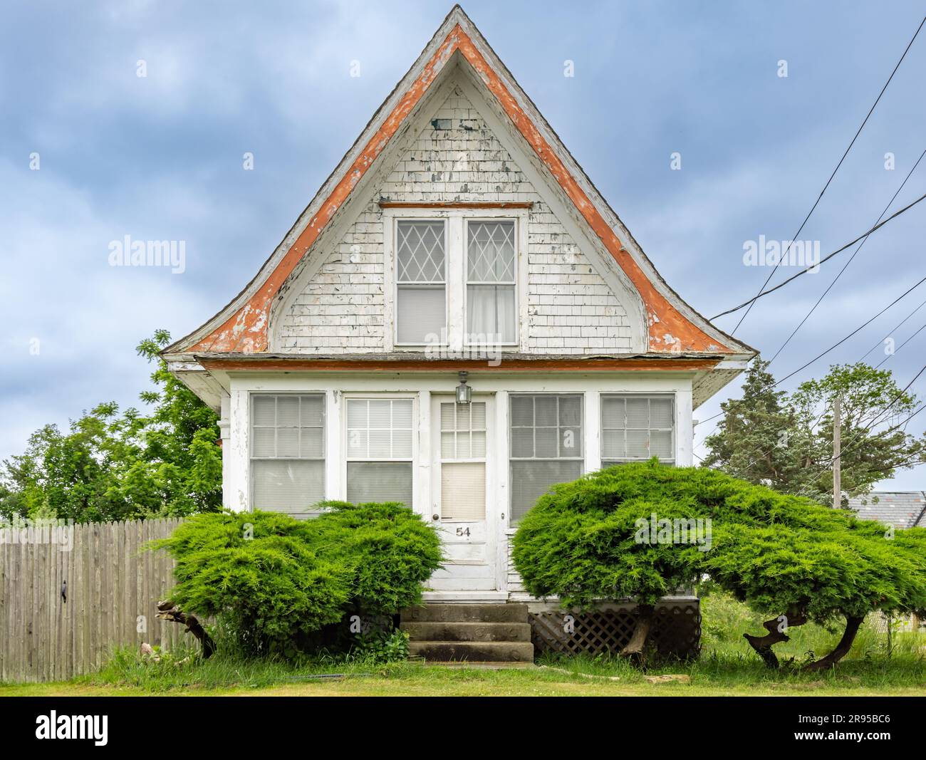 front of an old house at 54 montauk in east moriches, ny Stock Photo