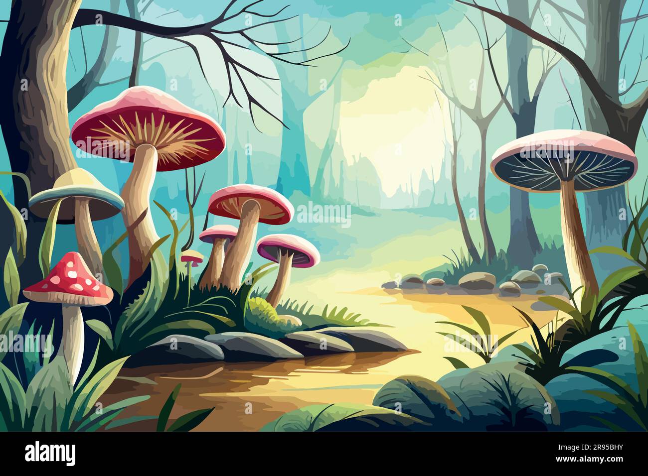 Magic mushroom watercolor art Stock Vector Image & Art - Alamy