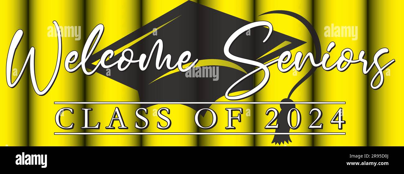 Seniors Class of 2025 Banner Gold yellow background with