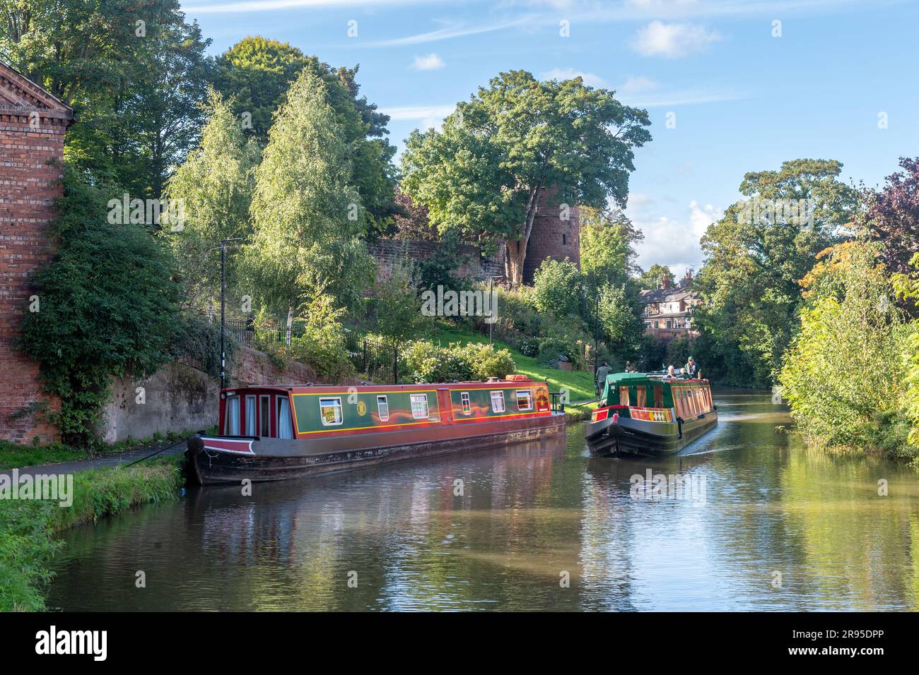 Narrowboats on the Shropshire Union Canal, Chester, Cheshire, UK. Stock Photo