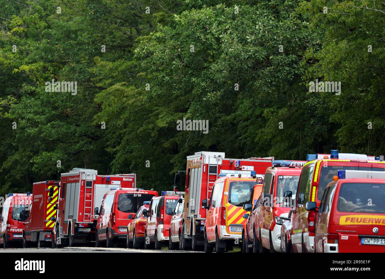 24 June 2023, BadenWürttemberg, Külsheim Firefighting vehicles are
